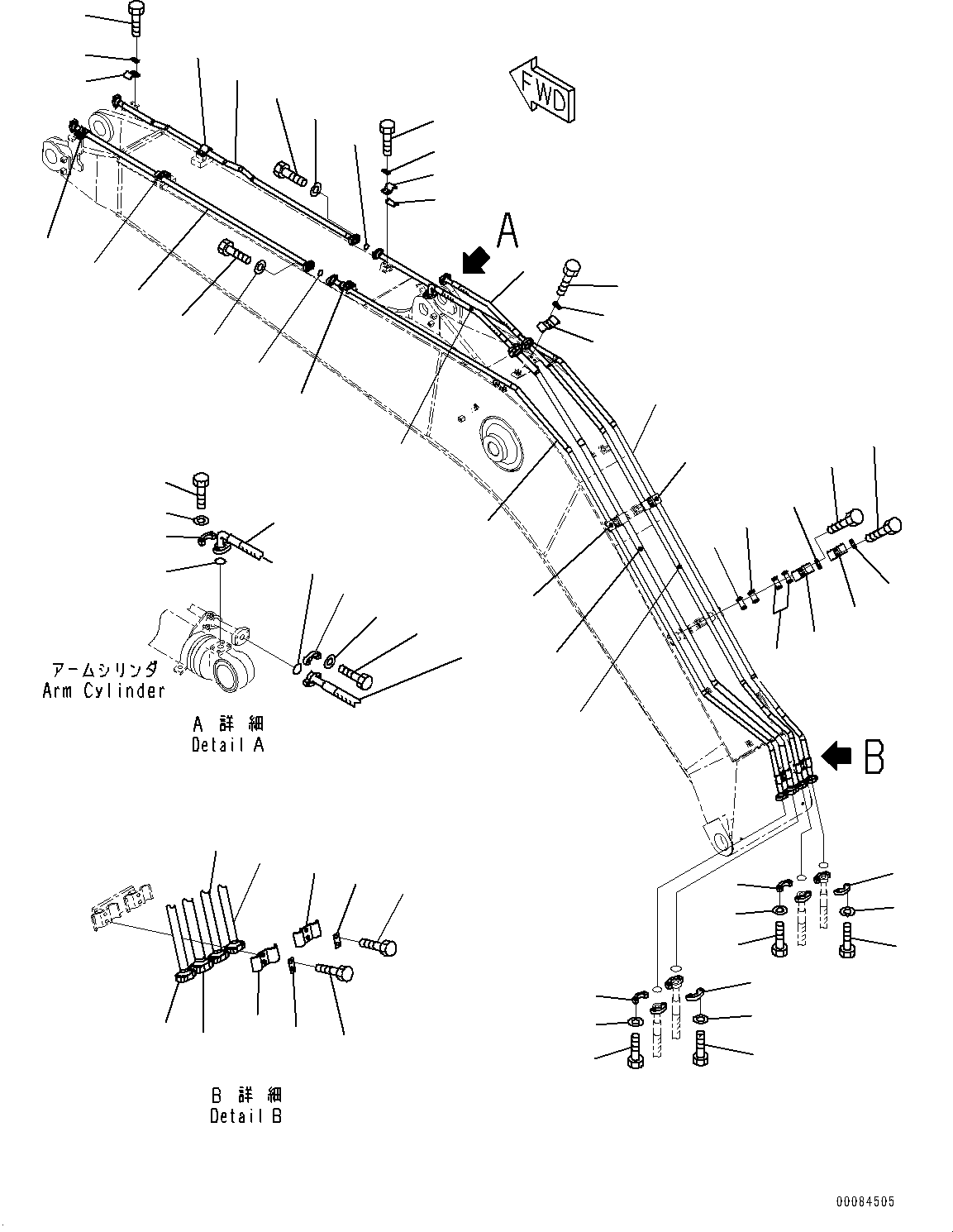 Excavators Komatsu / PC200LC-8 S/N 350001-UP(0000368c) / Boom, Arm and Bucket Cylinder Piping (#350001-)(T009003 : T1110-002003)