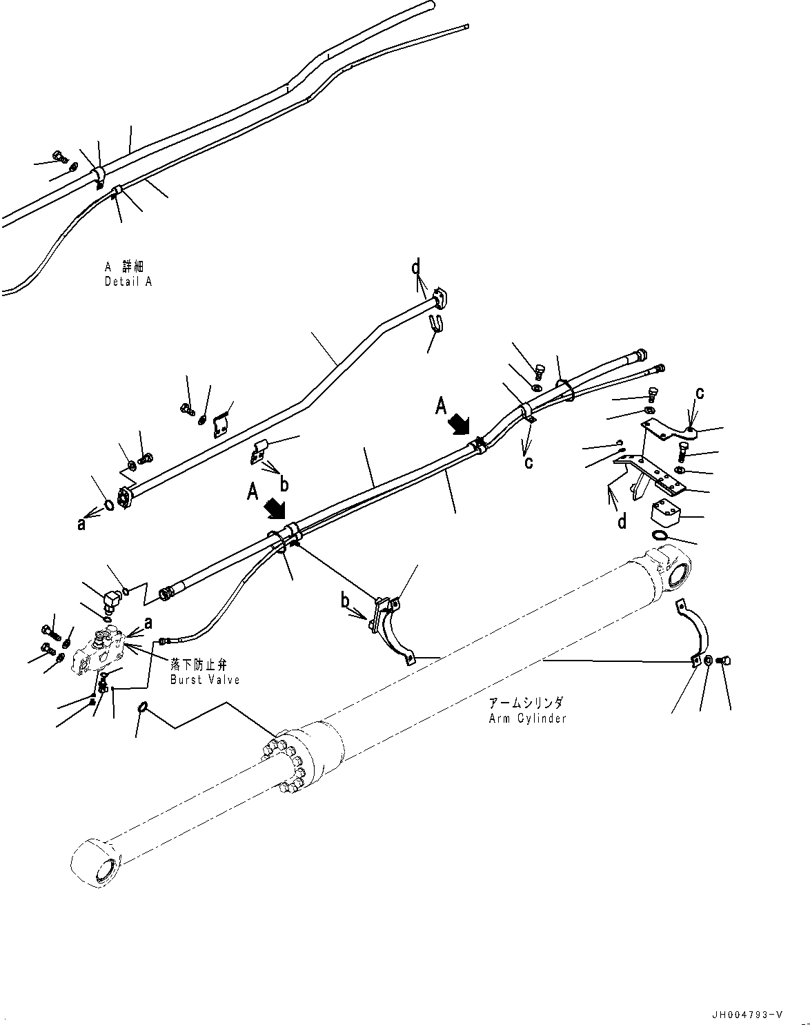Excavators Komatsu / PC200LC-8 S/N 350001-UP(0000368c) / Boom, Arm Lock Valve Piping, Arm Cylinder Side (#350001-350277)(T006008 : T1110-015008)