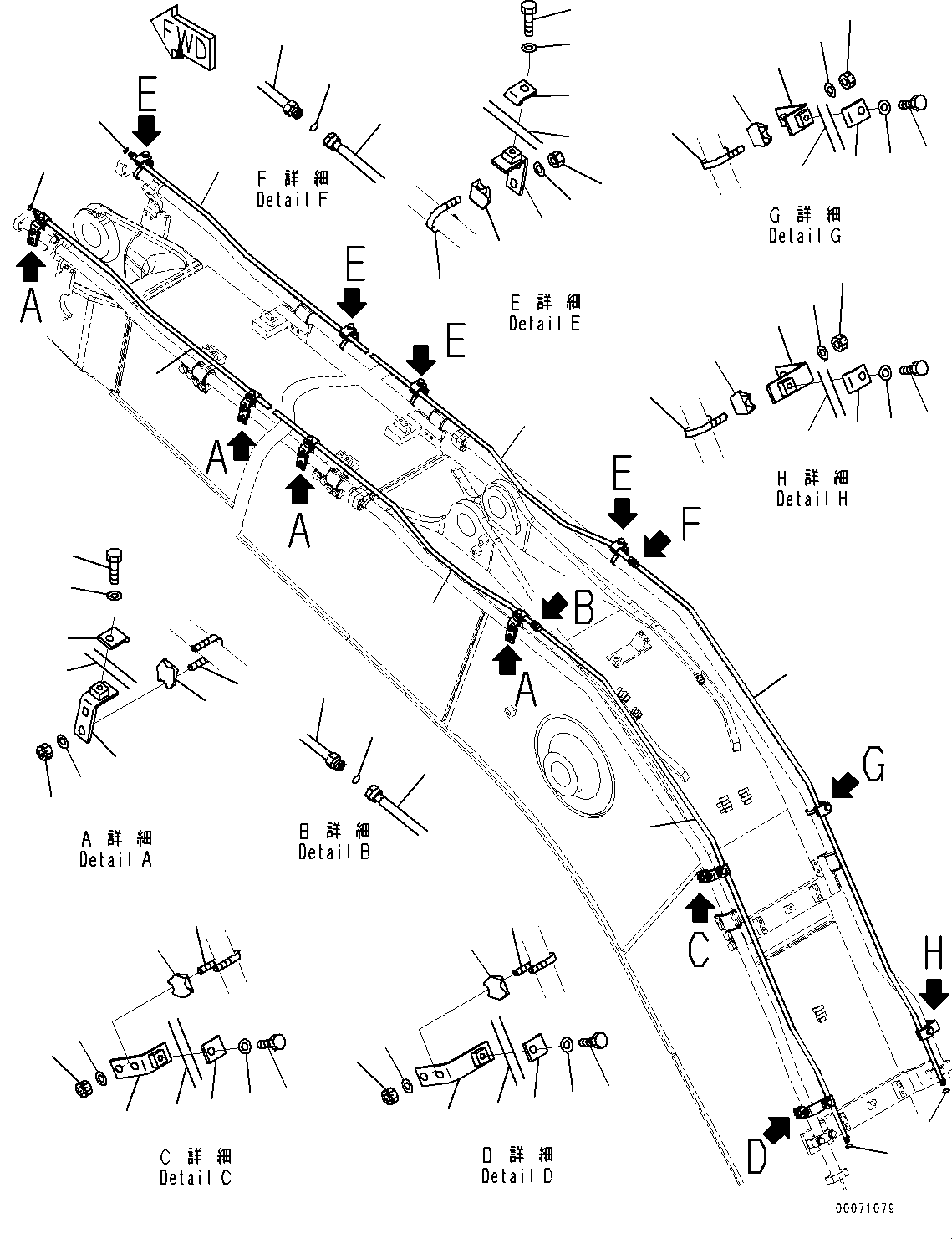 Excavators Komatsu / PC200LC-8 S/N 350001-UP(0000368c) / Boom, Quick Coupler Piping (#350001-)(T005011 : T1110-016010)