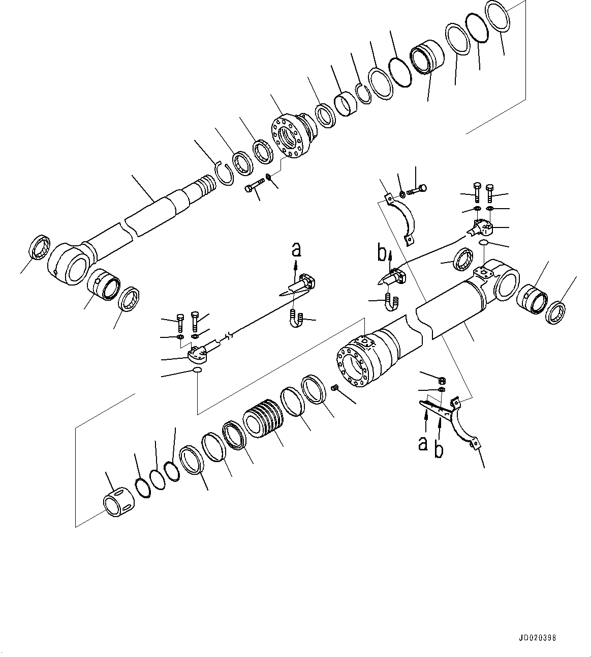 Excavators Komatsu / PC200LC-8 S/N 350001-UP(0000368c) / Boom Cylinder, L.H. (#350001-)(T012001 : T1120-001001)