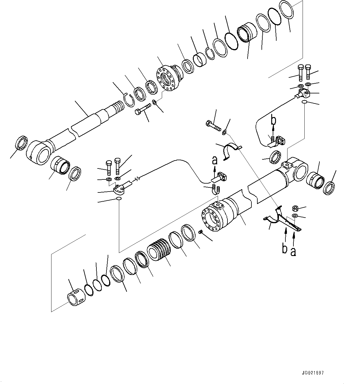 Excavators Komatsu / PC200LC-8 S/N 350001-UP(0000368c) / Boom Cylinder, R.H. (#350001-)(T017002 : T1120-005002)