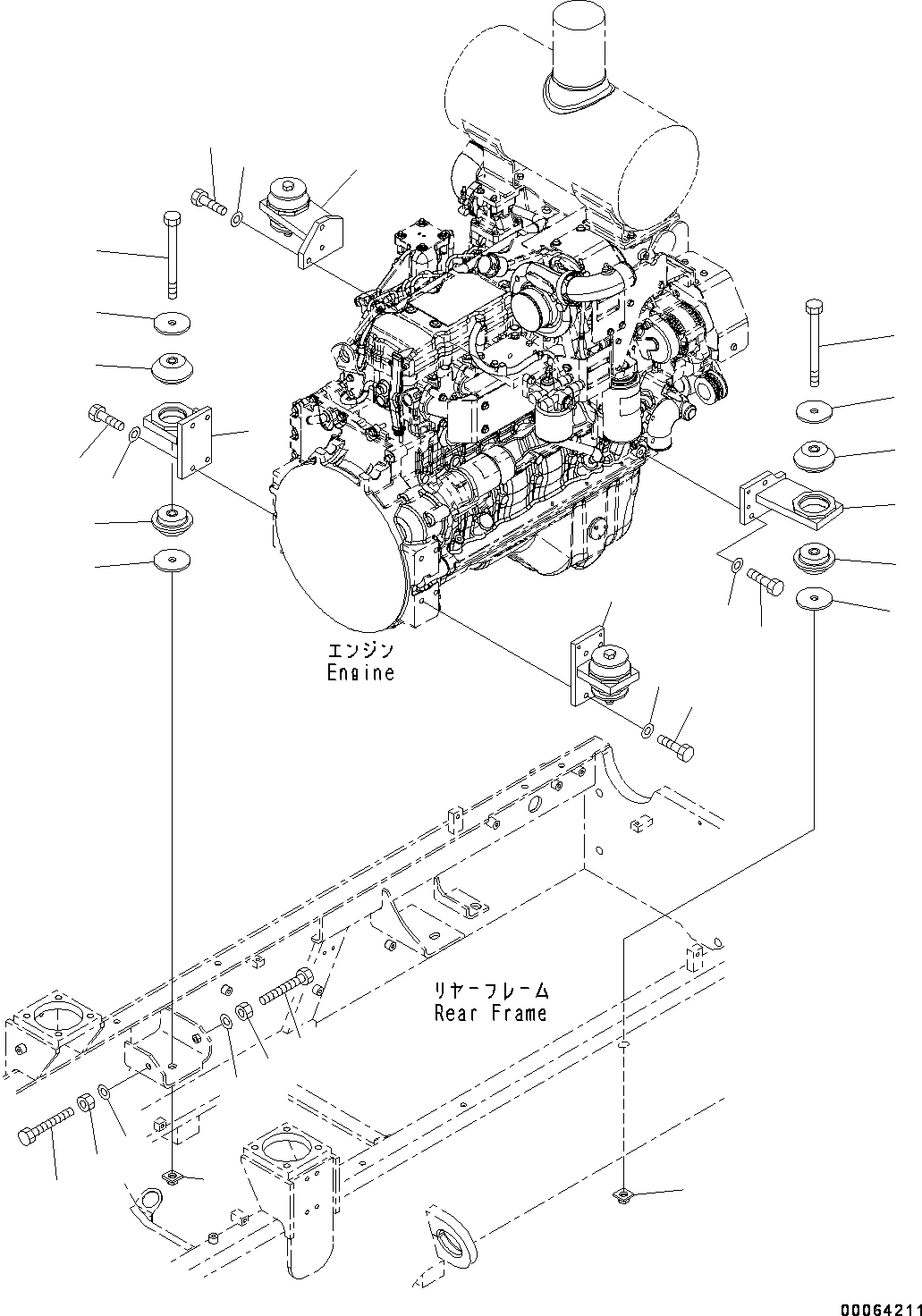 Wheel Loaders Komatsu / WA250PZ-6 S/N 75750-UP(0000384c) / Engine Mounting (#75750-)(B003001 : B0100-001001)