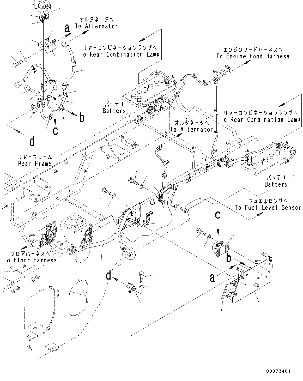 Wheel Loaders Komatsu / WA250PZ-6 S/N 75750-UP(0000384c) / Rear Electric Wiring Harness, Rear Wiring Harness (#75750-)(E007001 : E0202-003001)