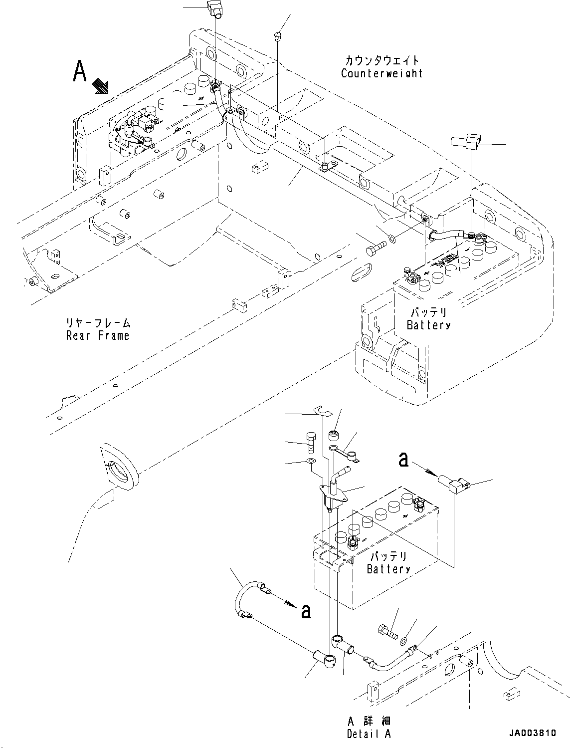 Wheel Loaders Komatsu / WA250PZ-6 S/N 75750-UP(0000384c) / Rear Electric Wiring Harness, Battery Cable (#75750-)(E008004 : E0202-005004)