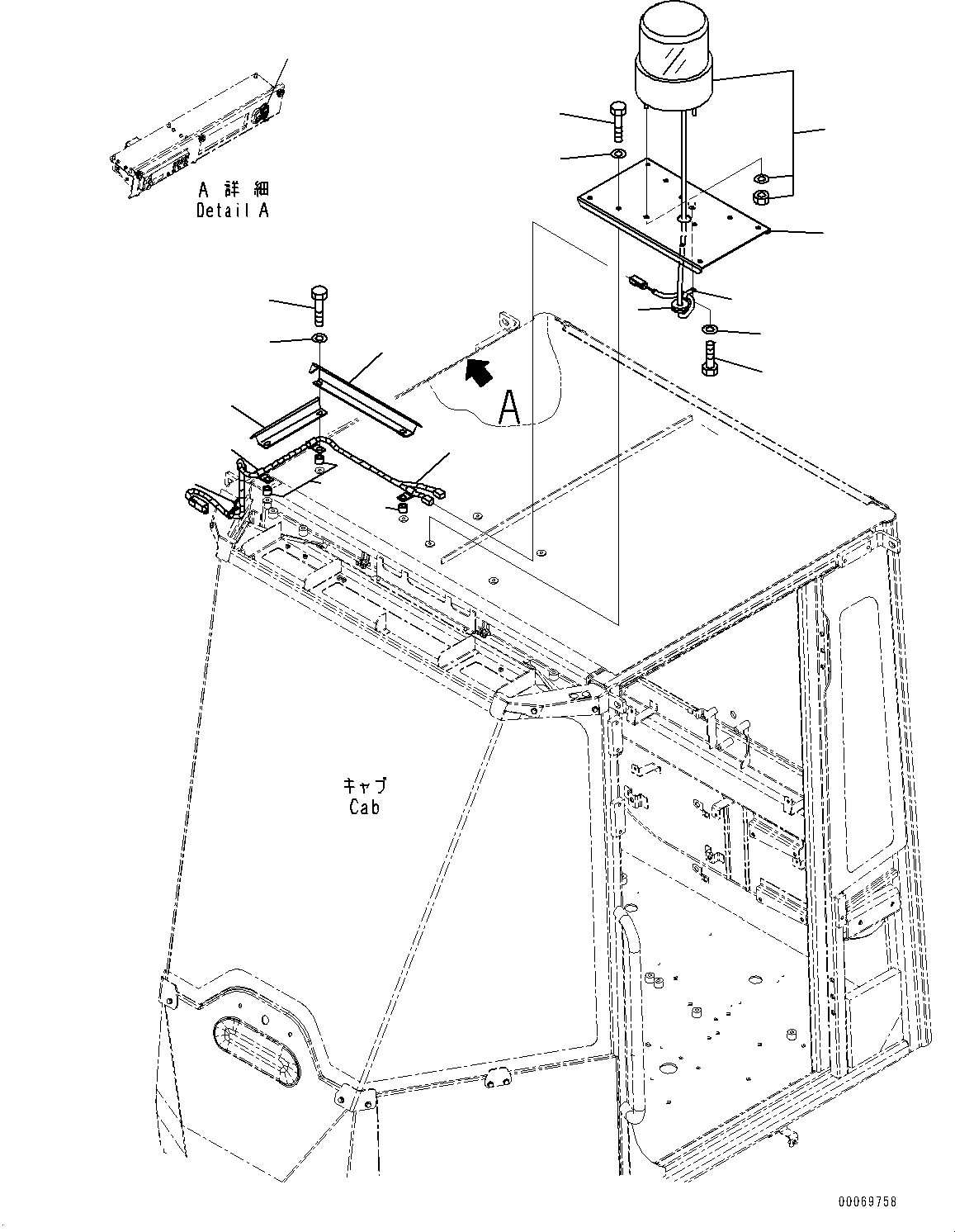 Wheel Loaders Komatsu / WA250PZ-6 S/N 75750-UP(0000384c) / Front Working Lamp, Beacon Lamp (#75750-)(E015002 : E0340-002002)