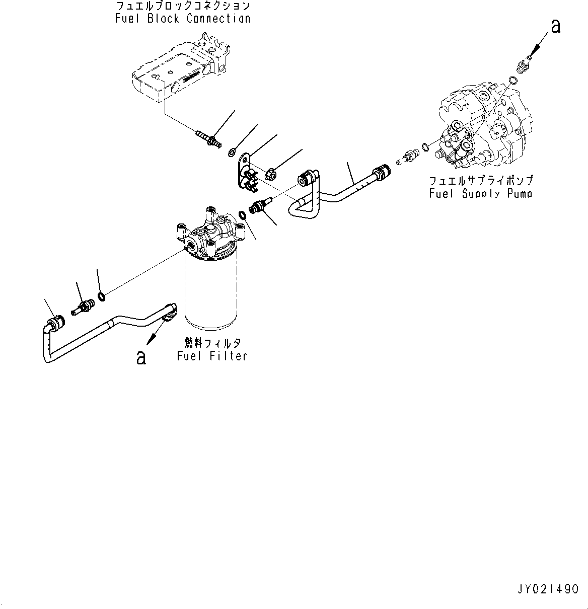 Komatsu parts book diagram for SAA6D107E-1H S/N 26506237-UP (For WA250-6/WA250PZ-6): FUEL PREFILTER (#26506237-)