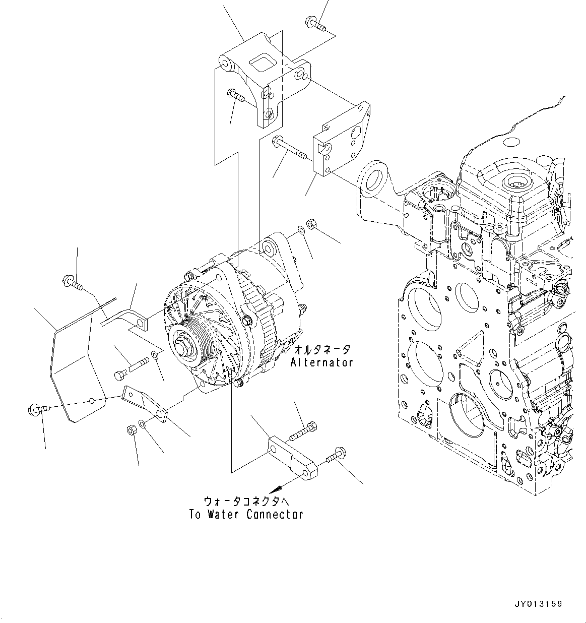 Komatsu parts book diagram for SAA6D107E-1H S/N 26506237-UP (For WA250-6/WA250PZ-6): ALTERNATOR, MOUNTING (#26519740-)