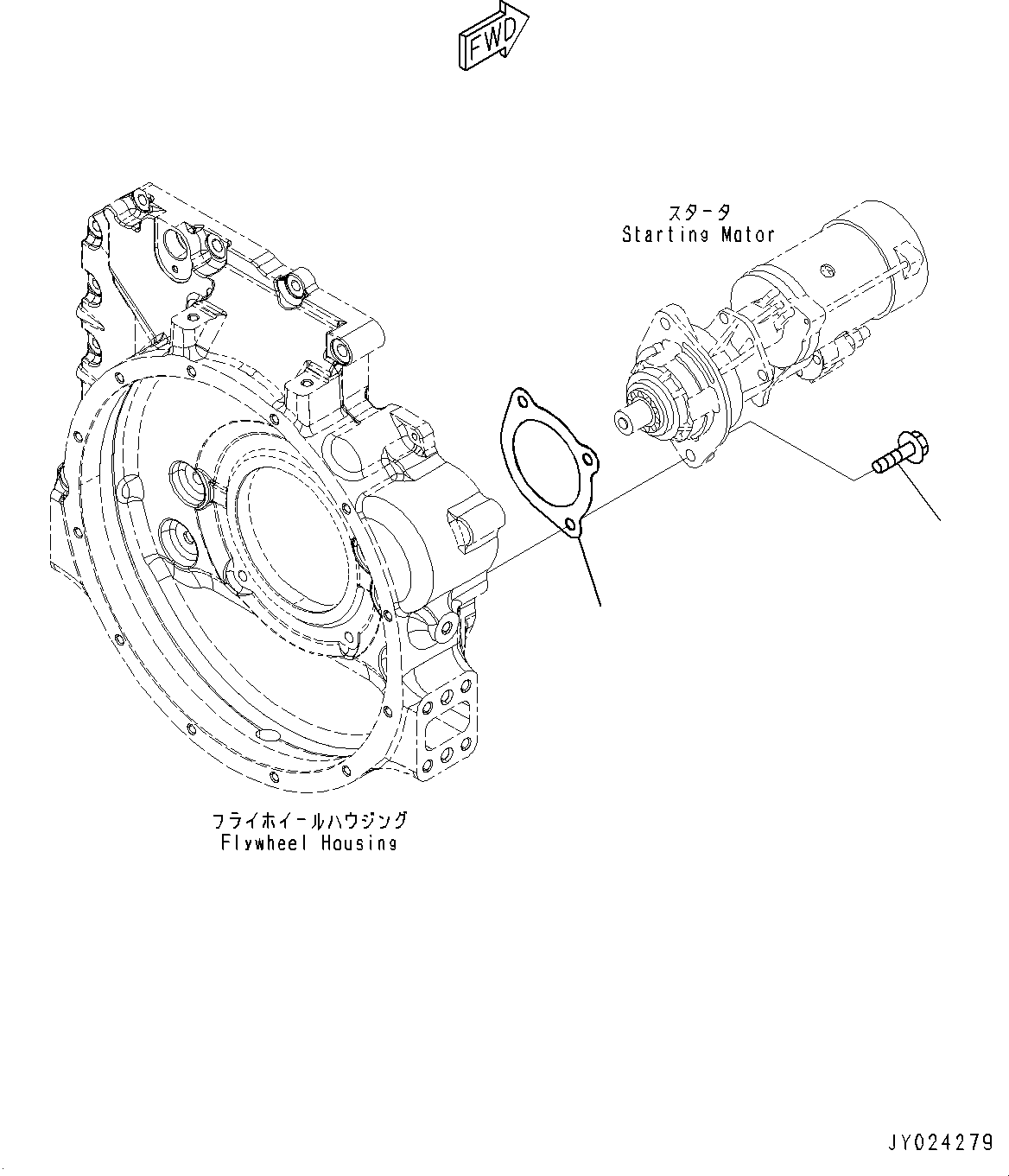 Komatsu parts book diagram for SAA6D107E-1H S/N 26506237-UP (For WA250-6/WA250PZ-6): STARTING MOTOR MOUNTING (#26506237-)
