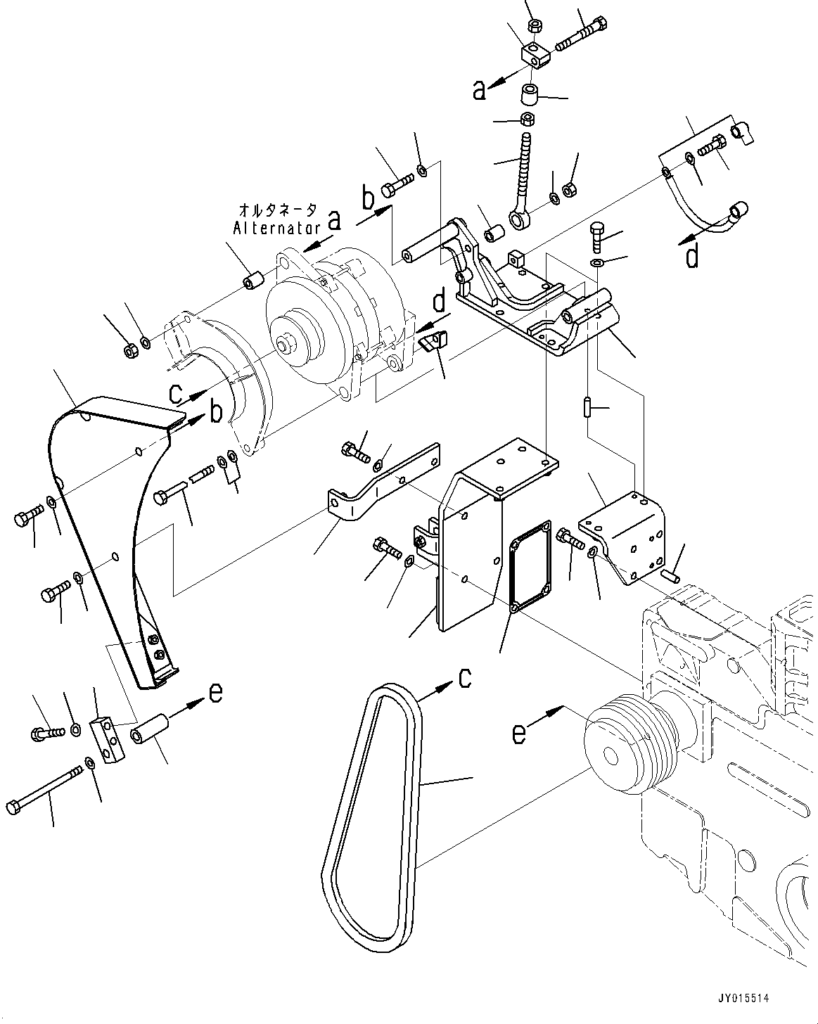 Engines Komatsu / SAA12V140E-3E S/N 502033-UP (For WA800-3E0)(0000400c) / Alternator, Mounting Parts (#502310-)(F004004 : A6010-002002A)