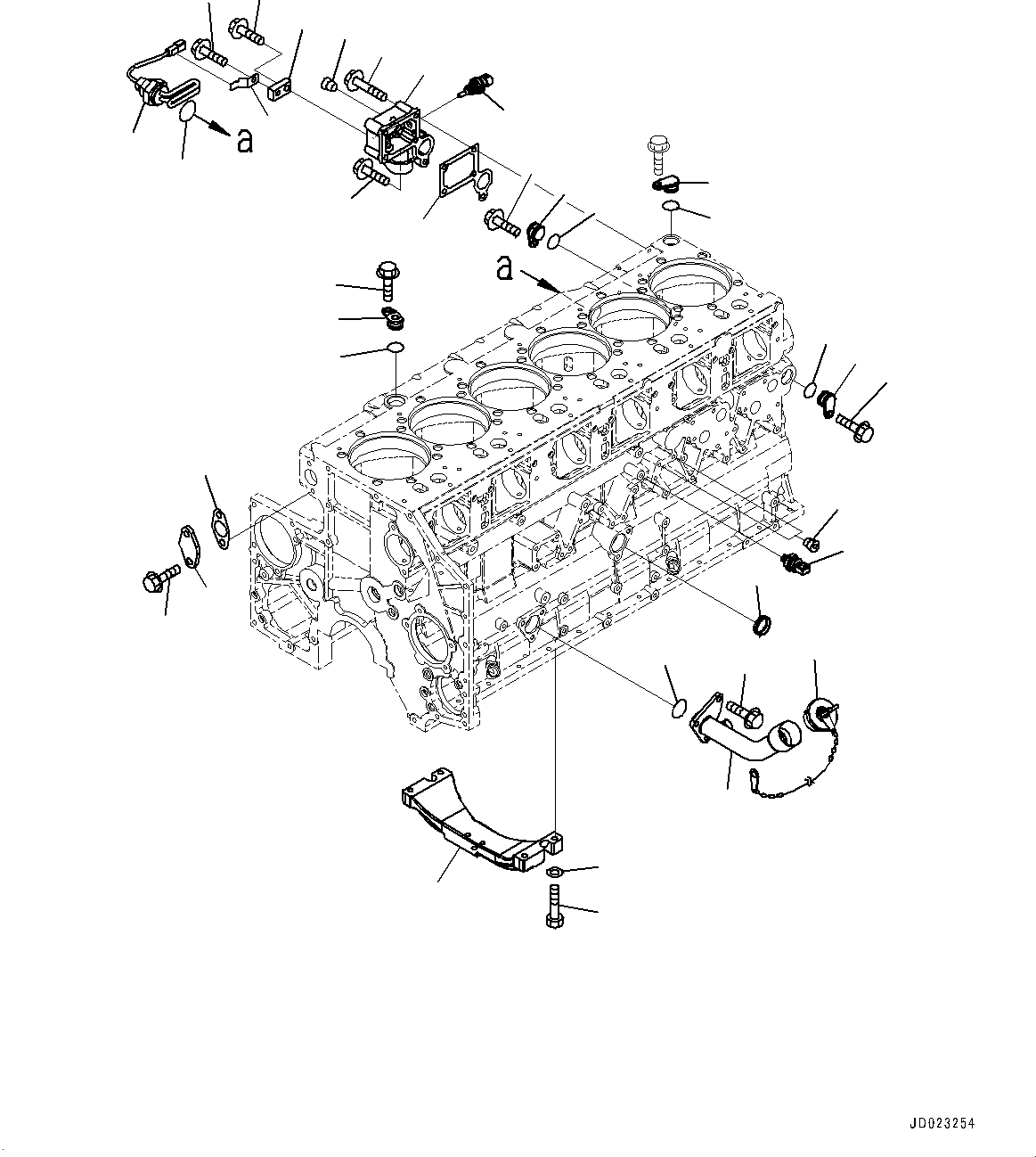 Engines Komatsu / SAA6D140E-5DR S/N 630332-UP (For HD325-7R/HD405-7R)(0000401c) / Cylinder Block Accessory, Oil Filler and Sensor (#630335-)(B019001 : A2011-004001)