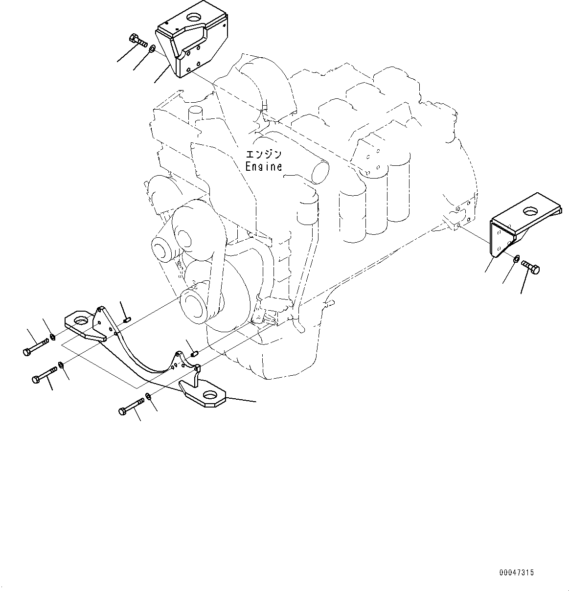 Engines Komatsu / SAA6D140E-5CR S/N 630276-UP (For HM400-2R)(0000402c) / Engine Support (#630276-)(B001001 : A2250-001001)