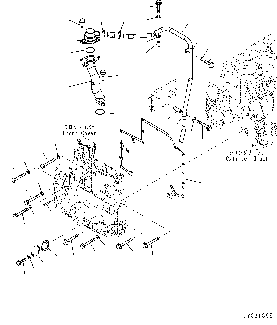 Engines Komatsu / SAA6D140E-5CR S/N 630276-UP (For HM400-2R)(0000402c) / Front Cover Accessory and Breather (#630276-630674)(B009001 : A2041-001001)