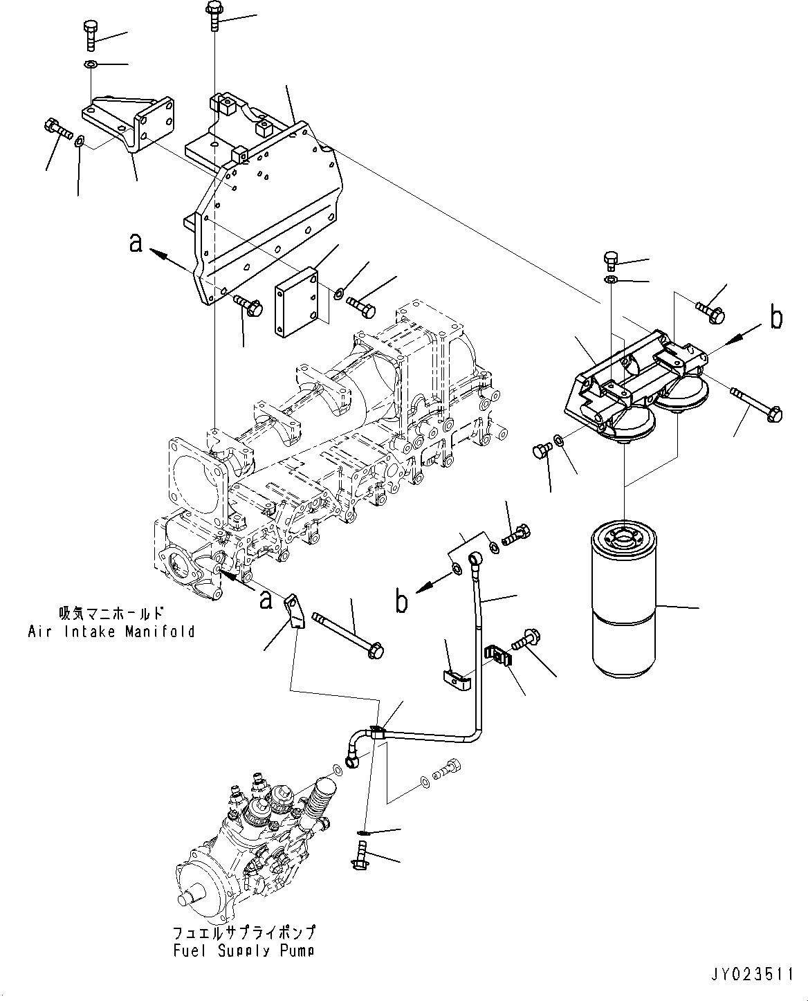Engines Komatsu / SAA6D140E-5CR S/N 630276-UP (For HM400-2R)(0000402c) / Fuel Filter, Fuel Filter (#630276-630674)(D010001 : A4110-001001)