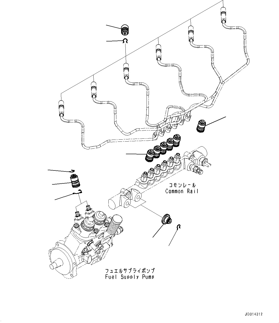 Engines Komatsu / SAA6D140E-5CR S/N 630276-UP (For HM400-2R)(0000402c) / Fuel Supply Pump Bracket and Piping, Fuel Piping (#630276-)(D011002 : A4030-001002)