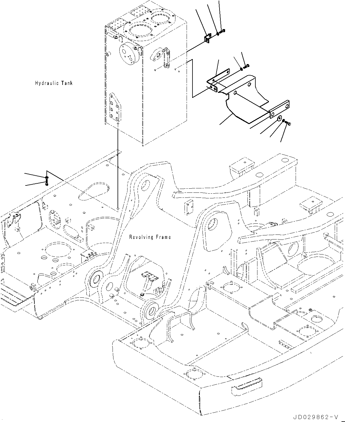 Komatsu parts book diagram for PC228USLC-8 S/N 50001-UP: HYDRAULIC TANK, 1-ATTACHMENT, BRACKET, FOR EU