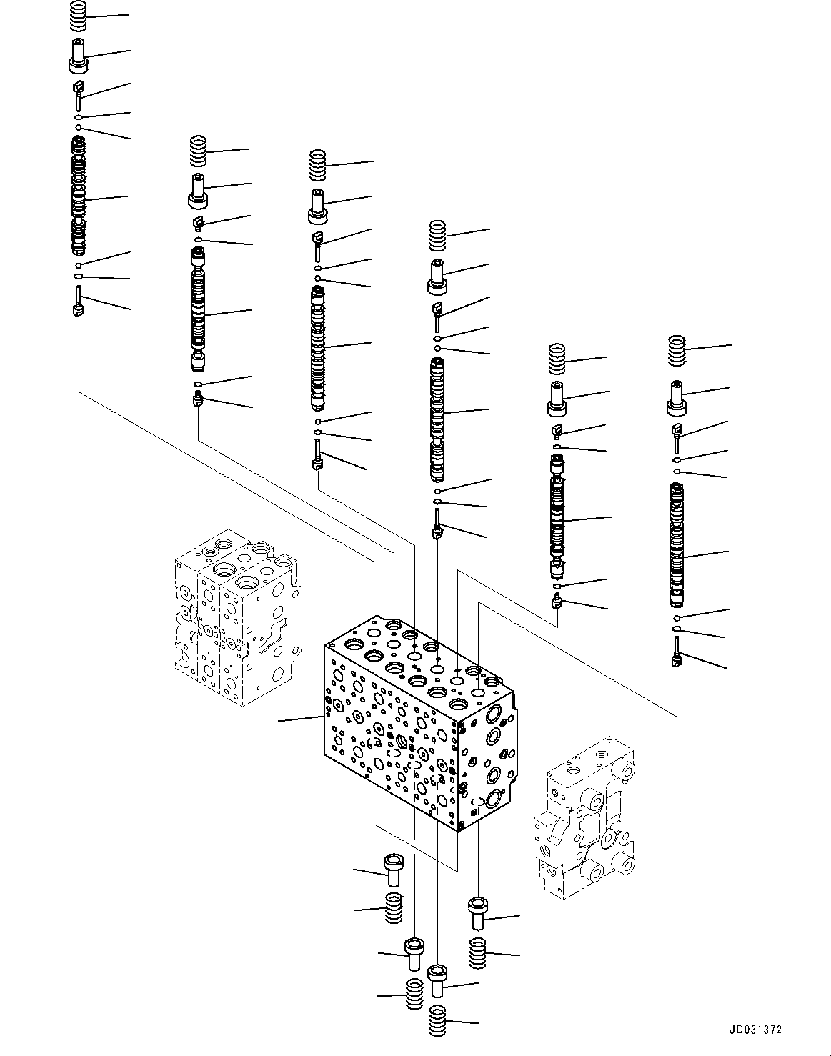 Komatsu parts book diagram for PC228USLC-8 S/N 50001-UP: MAIN CONTROL VALVE, 2-ADDITIONAL ACTUATOR PIPING, FOR EU (1/23)