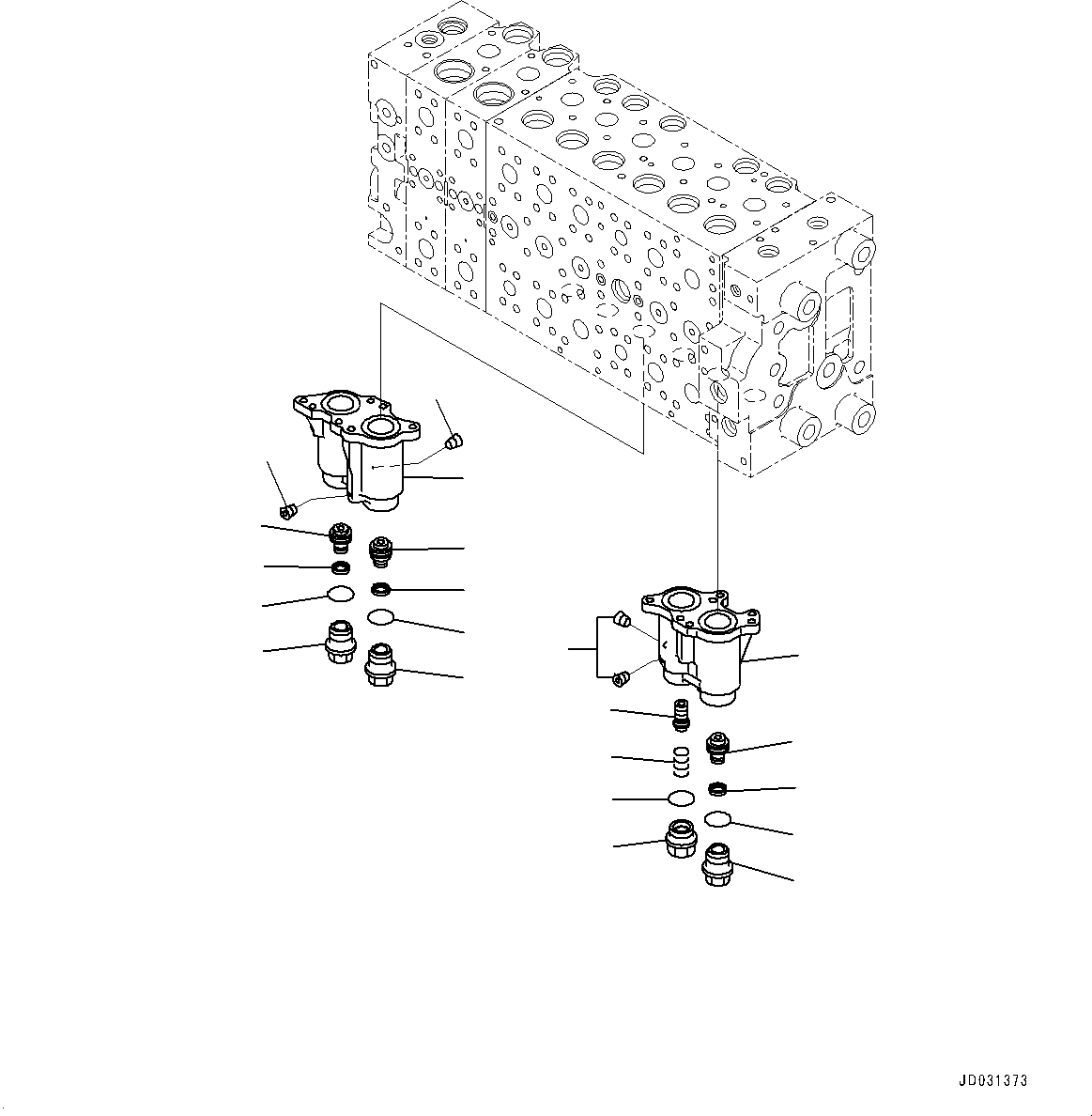 Komatsu parts book diagram for PC228USLC-8 S/N 50001-UP: MAIN CONTROL VALVE, 2-ADDITIONAL ACTUATOR PIPING, FOR EU (2/23)