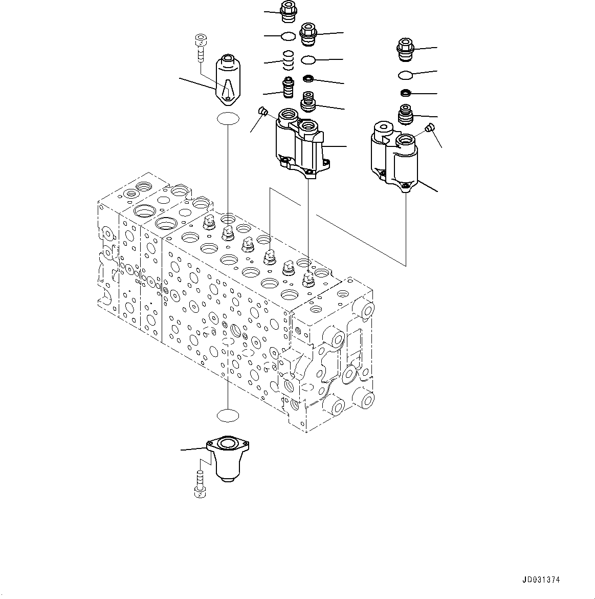Komatsu parts book diagram for PC228USLC-8 S/N 50001-UP: MAIN CONTROL VALVE, 2-ADDITIONAL ACTUATOR PIPING, FOR EU (3/23)