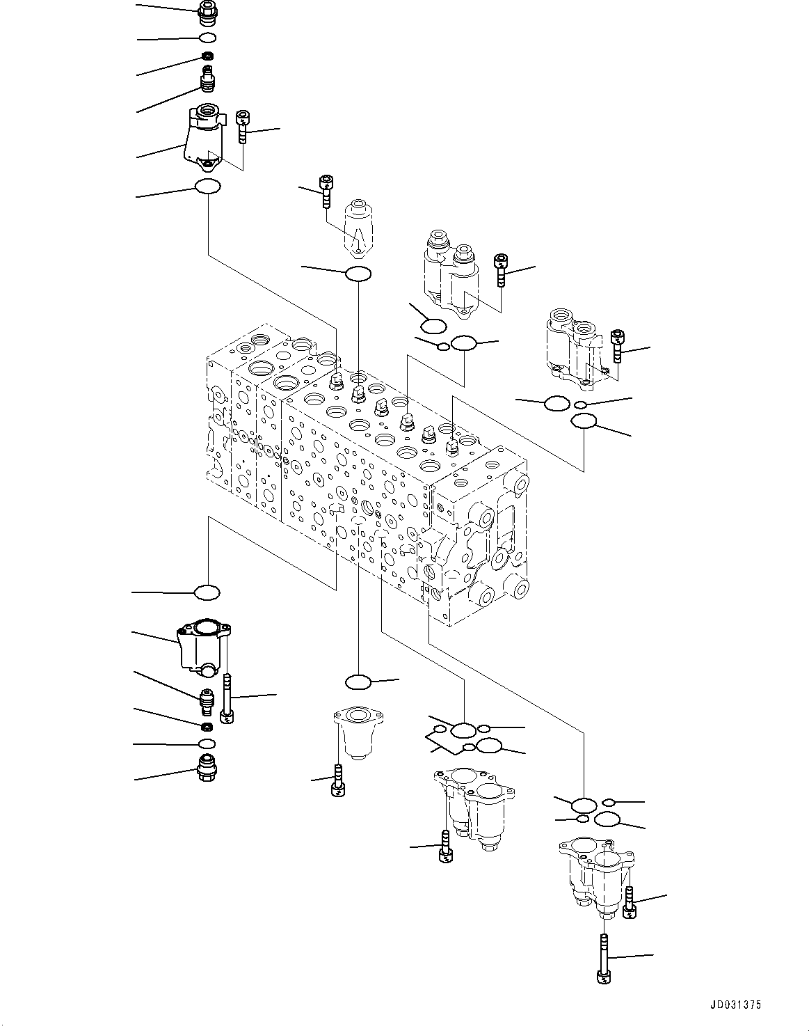 Komatsu parts book diagram for PC228USLC-8 S/N 50001-UP: MAIN CONTROL VALVE, 2-ADDITIONAL ACTUATOR PIPING, FOR EU (4/23)