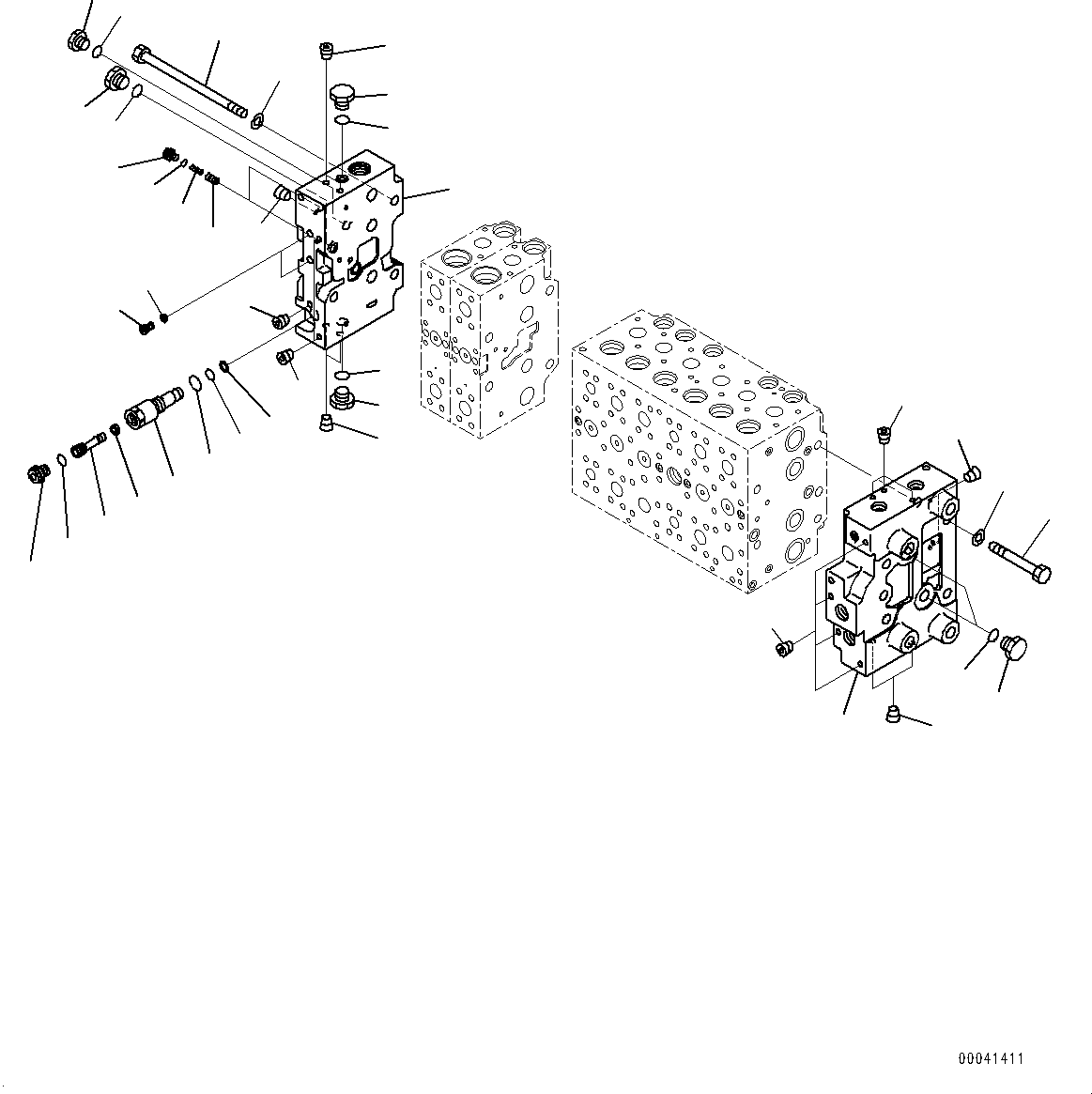 Komatsu parts book diagram for PC228USLC-8 S/N 50001-UP: MAIN CONTROL VALVE, 2-ADDITIONAL ACTUATOR PIPING, FOR EU (7/23)