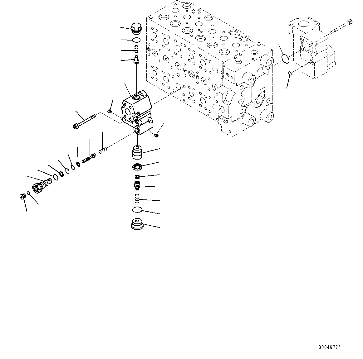 Komatsu parts book diagram for PC228USLC-8 S/N 50001-UP: MAIN CONTROL VALVE, 2-ADDITIONAL ACTUATOR PIPING, FOR EU (16/23)