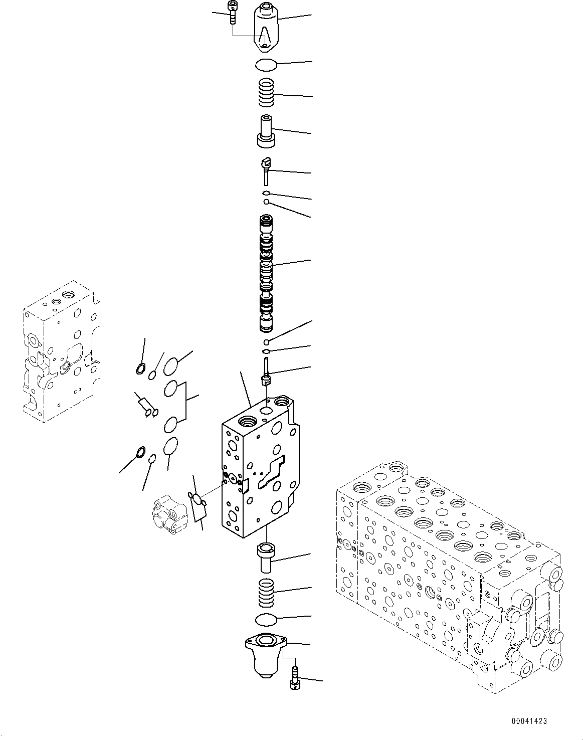 Komatsu parts book diagram for PC228USLC-8 S/N 50001-UP: MAIN CONTROL VALVE, 2-ADDITIONAL ACTUATOR PIPING, FOR EU (20/23)