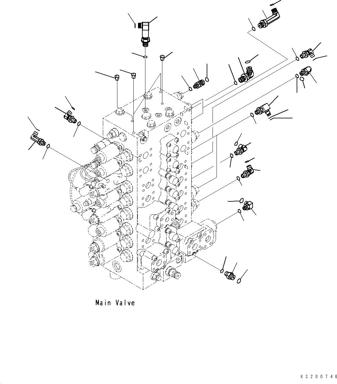 Komatsu parts book diagram for PC228USLC-8 S/N 50001-UP: MAIN CONTROL VALVE, 2-ADDITIONAL ACTUATOR PIPING, CONNECTING PARTS, FOR EU (2/2)