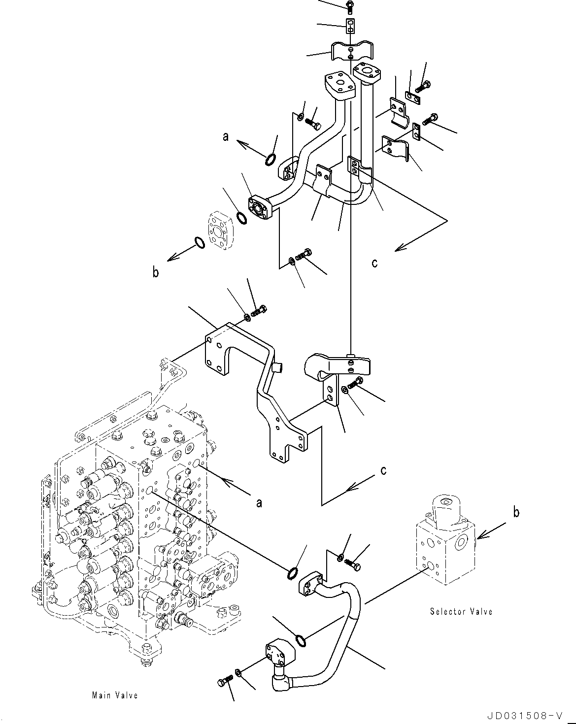 Komatsu parts book diagram for PC228USLC-8 S/N 50001-UP: ATTACHMENT PIPING, 1-ADDITIONAL ACTUATOR PIPING, HOSE CLAMP
