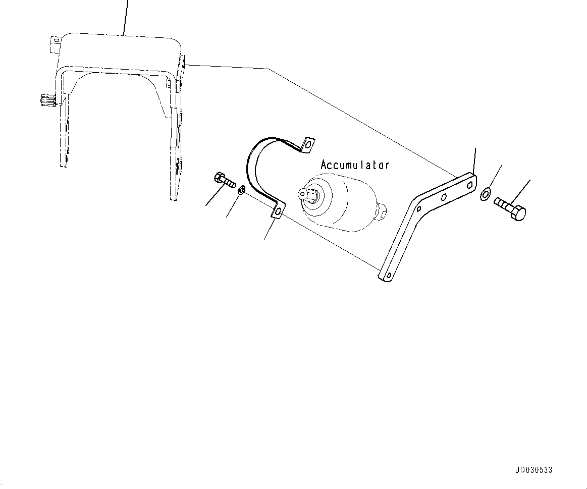Komatsu parts book diagram for PC228USLC-8 S/N 50001-UP: ATTACHMENT PIPING, 1-ADDITIONAL ACTUATOR PIPING, ACCUMULATOR, MOUNTING