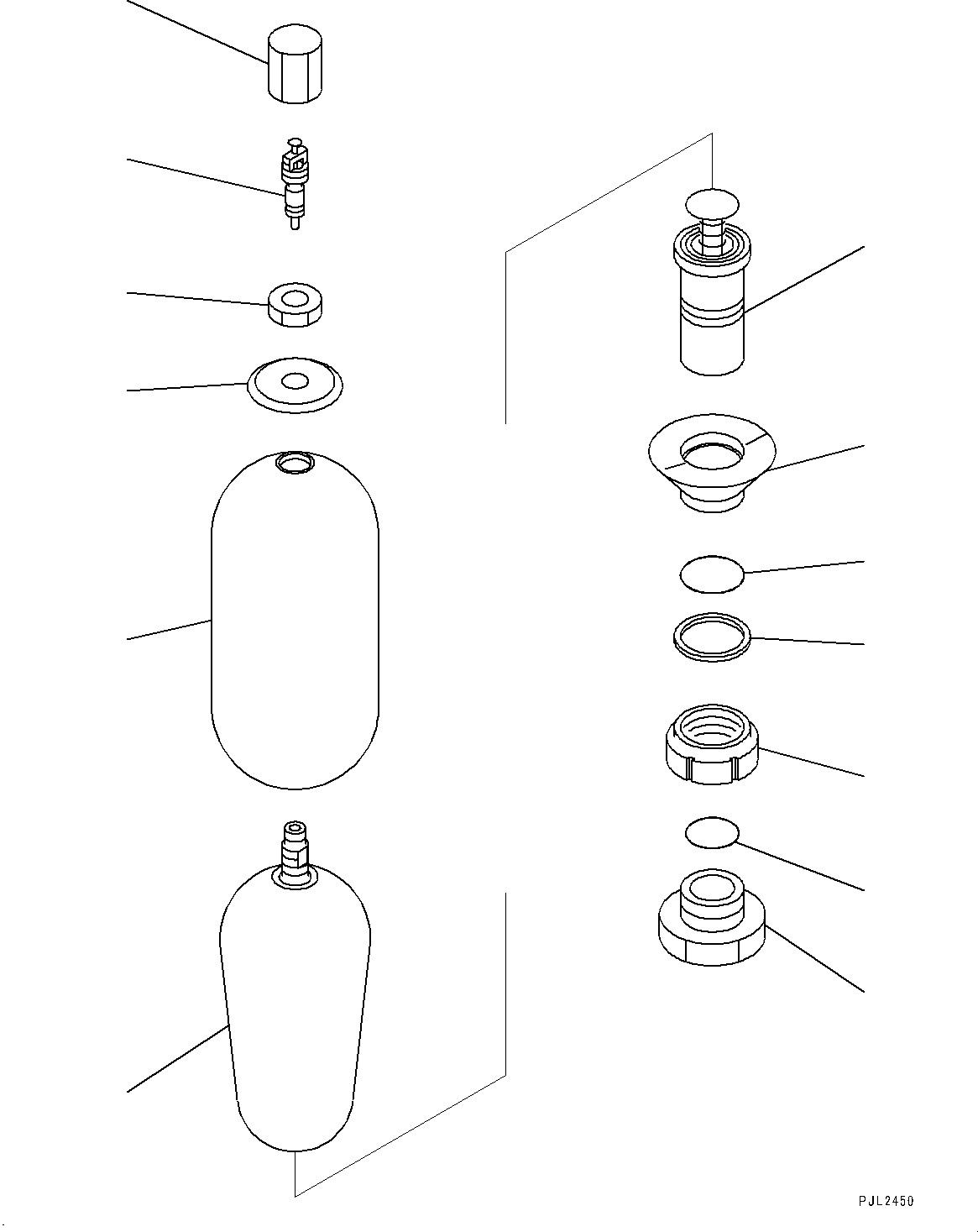 Komatsu parts book diagram for PC228USLC-8 S/N 50001-UP: ATTACHMENT PIPING, 1-ADDITIONAL ACTUATOR PIPING, ACCUMULATOR, INNER PARTS, FOR 2-PIECE BOOM, FOR EU (#50180-)