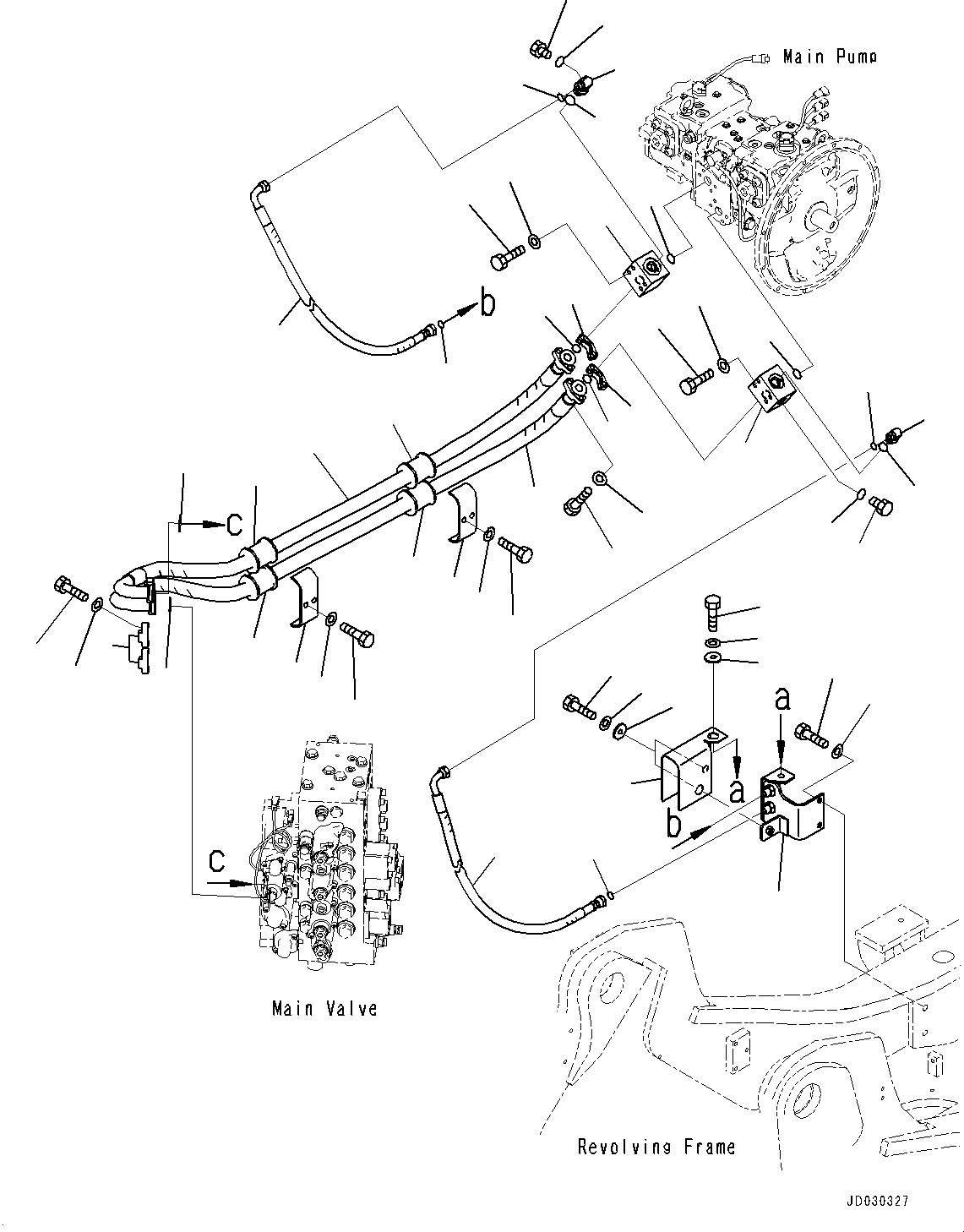 Komatsu parts book diagram for PC228USLC-8 S/N 50001-UP: ATTACHMENT PIPING, 1-ADDITIONAL ACTUATOR PIPING, SHIFT PATTERN SELECTOR VALVE, FOR 2-PIECE BOOM, FOR EU (#50180-)