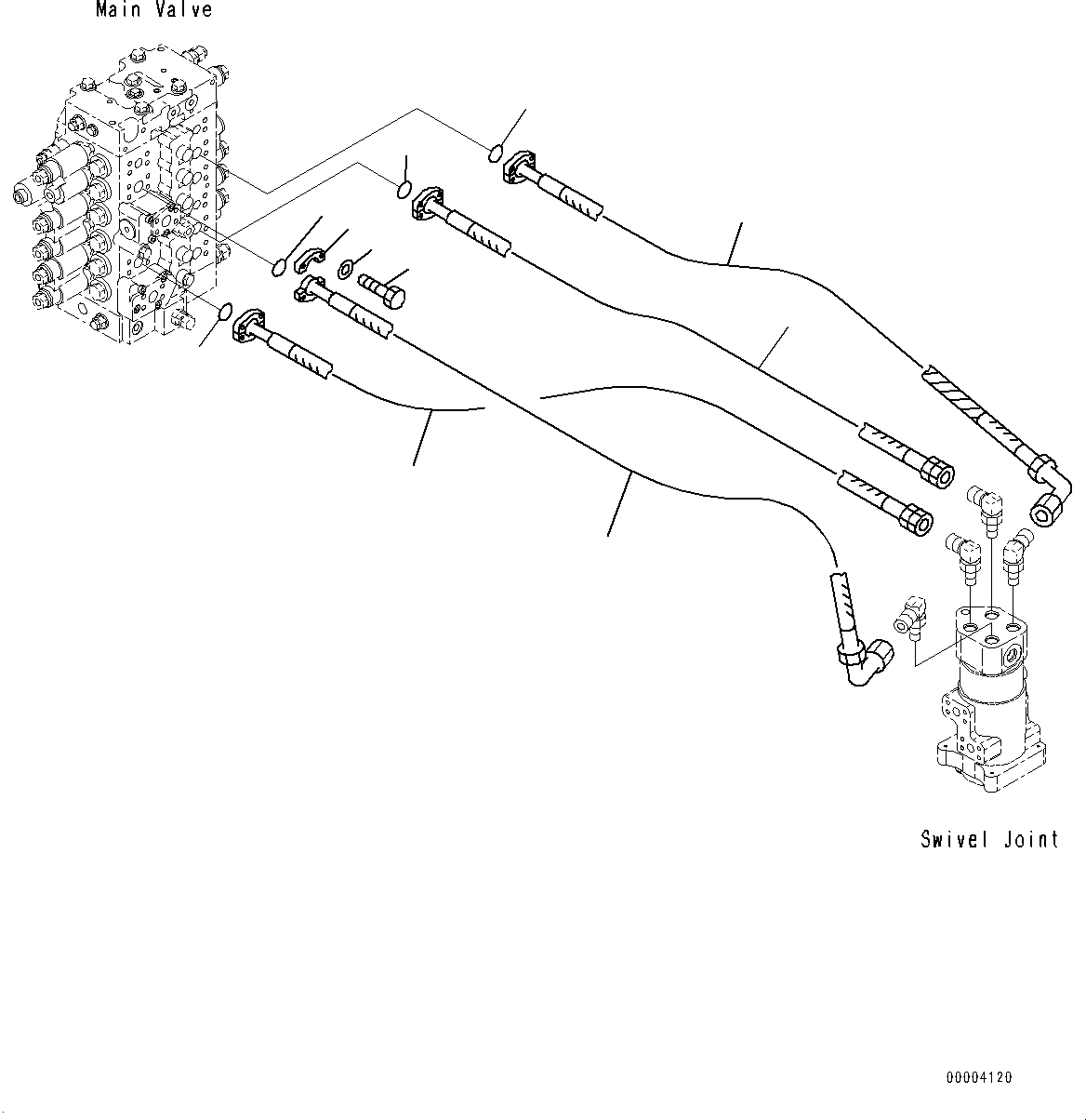 Komatsu parts book diagram for PC228USLC-8 S/N 50001-UP: TRAVEL PIPING