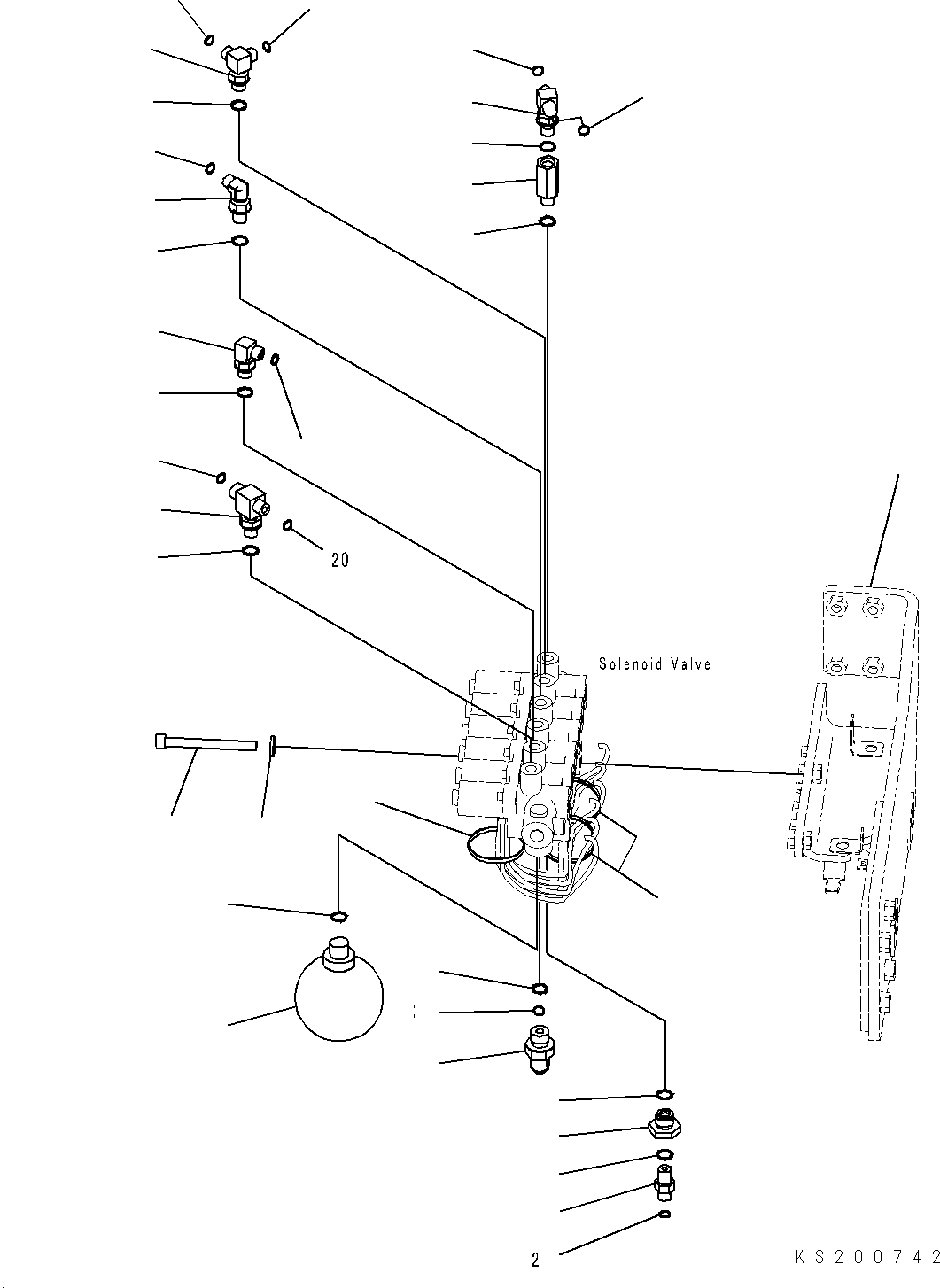 Komatsu parts book diagram for PC228USLC-8 S/N 50001-UP: SOLENOID VALVE PIPING, FOR EU, INNER PARTS, SOLENOID VALVE (2/3)
