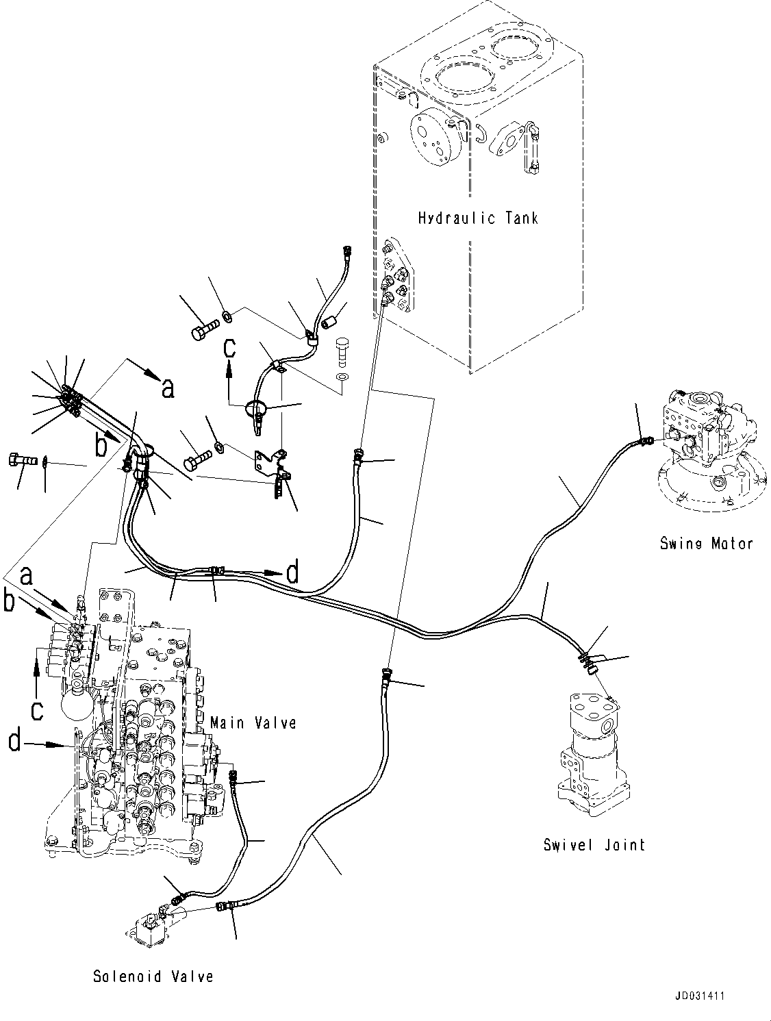 Komatsu parts book diagram for PC228USLC-8 S/N 50001-UP: SOLENOID VALVE PIPING, FOR EU (#50001-50018)