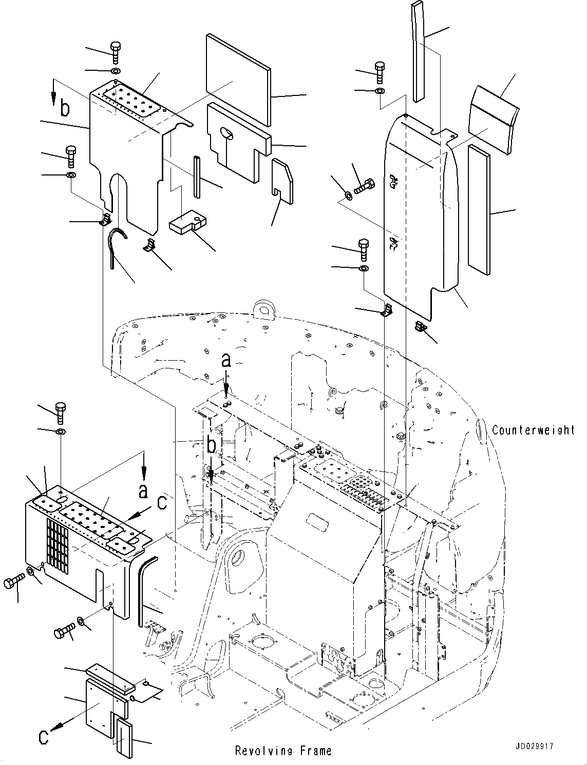 Komatsu parts book diagram for PC228USLC-8 S/N 50001-UP: PARTITION COVER, COVER, FOR EU (1/3)