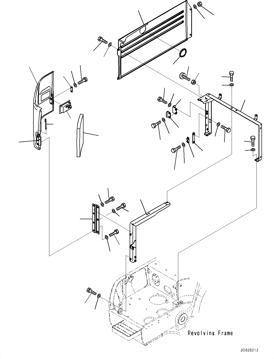 Komatsu parts book diagram for PC228USLC-8 S/N 50001-UP: FRONT COVER, WITH 2-ADDITIONAL ACTUATOR PIPING, ACCUMULATOR, COVER (1/2), FOR EU