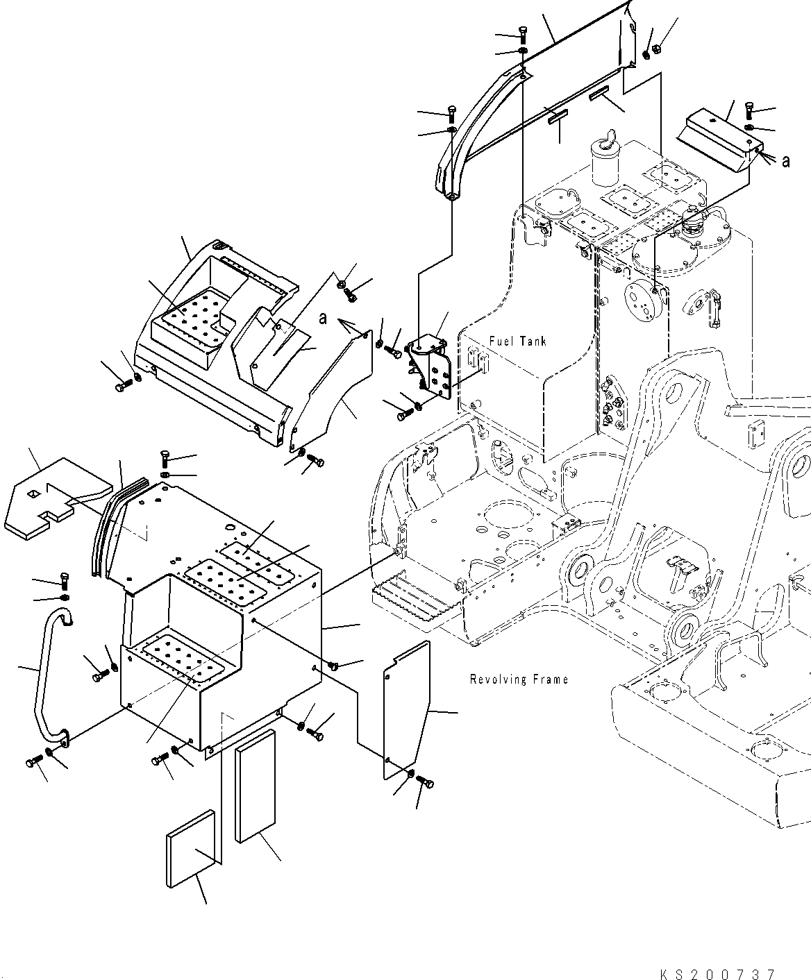 Komatsu parts book diagram for PC228USLC-8 S/N 50001-UP: FRONT COVER, WITH 2-ADDITIONAL ACTUATOR PIPING, ACCUMULATOR, COVER (2/2), FOR EU