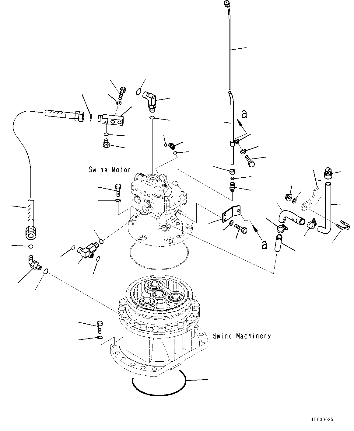 Komatsu parts book diagram for PC228USLC-8 S/N 50001-UP: SWING MACHINERY, DRAIN PIPING