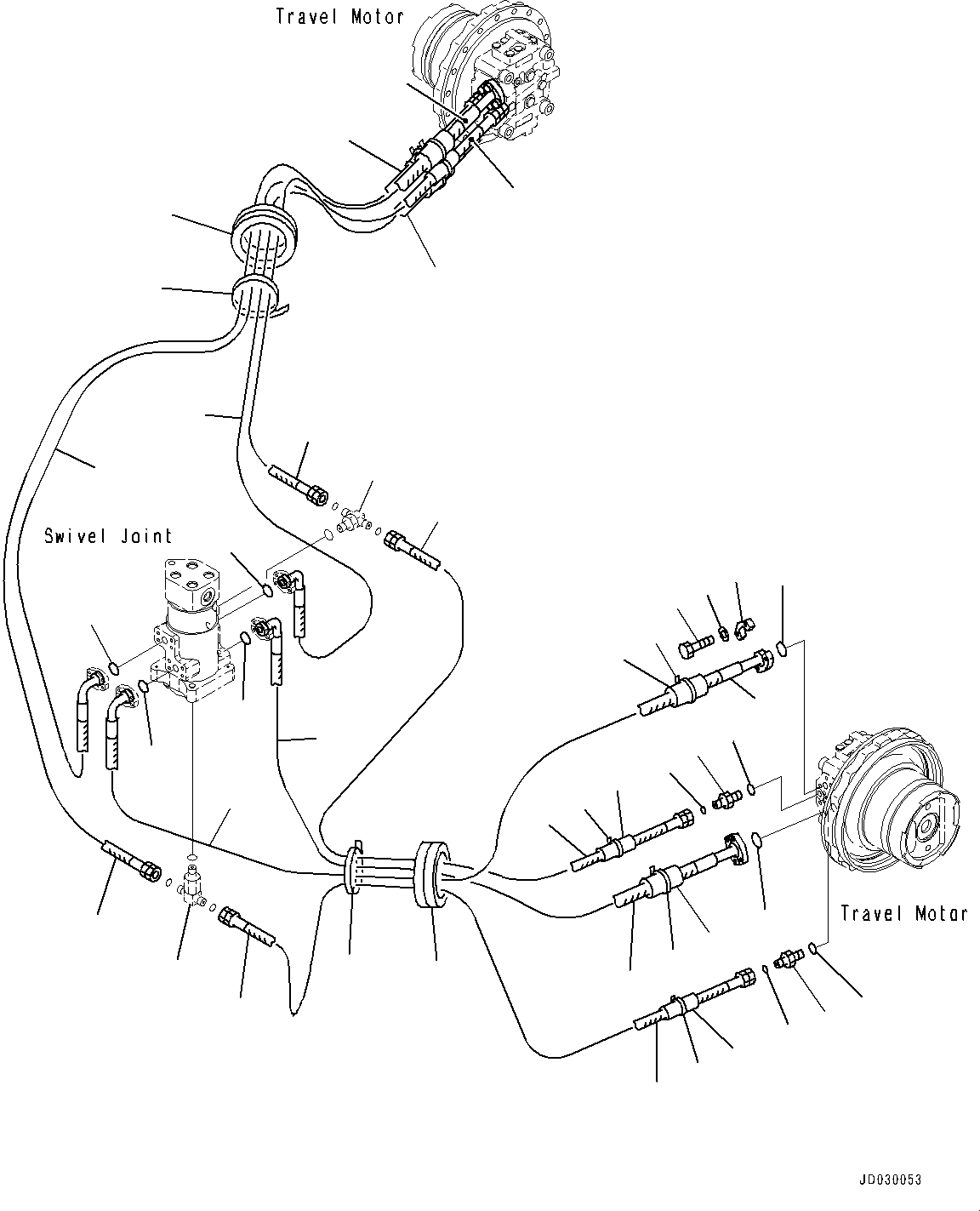 Komatsu parts book diagram for PC228USLC-8 S/N 50001-UP: TRAVEL PIPING