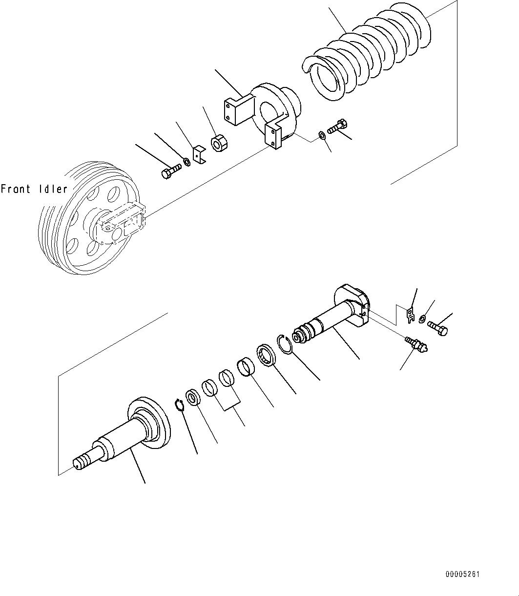Komatsu parts book diagram for PC228USLC-8 S/N 50001-UP: FRONT IDLER AND IDLER CUSHION, FOR EU