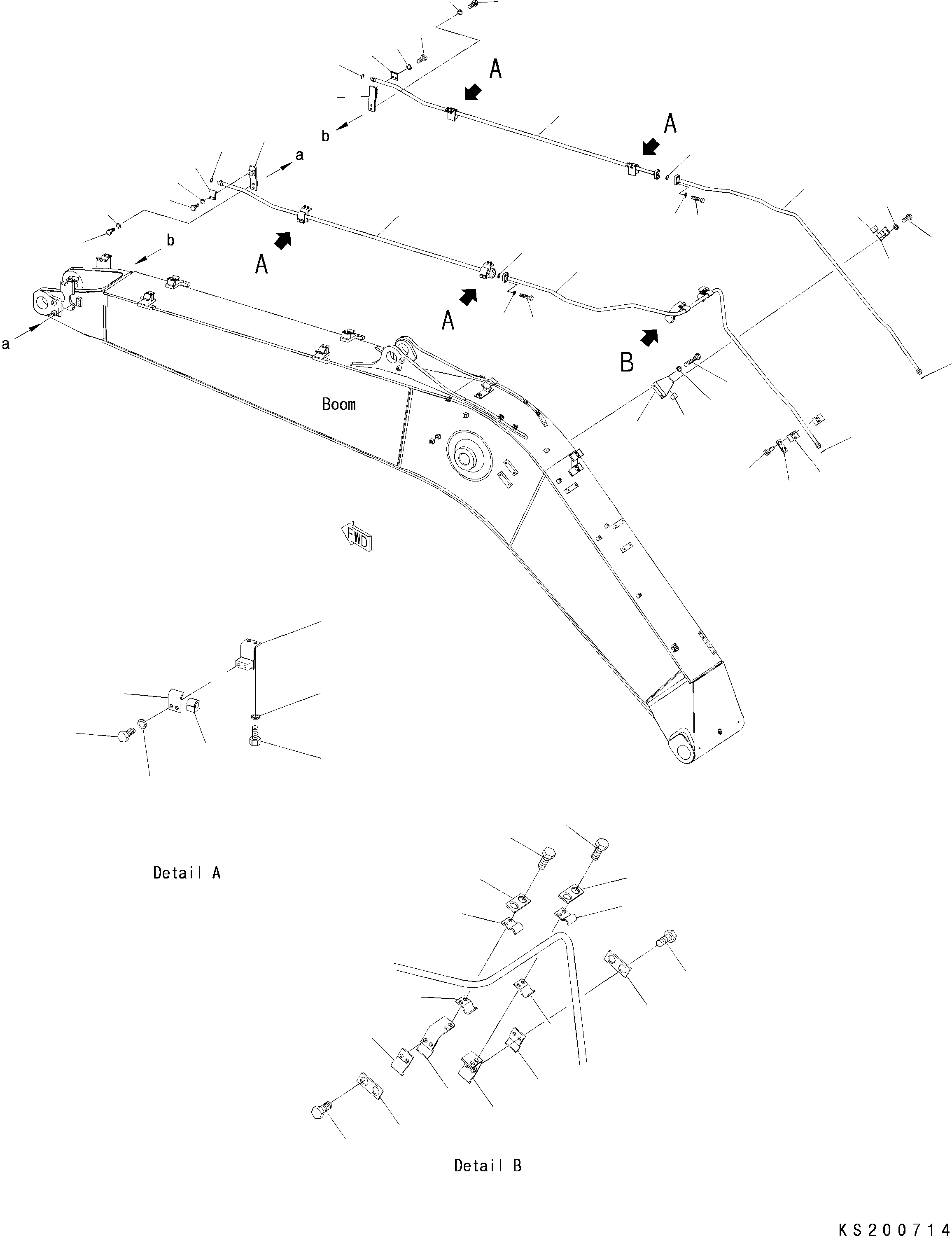 Excavators Komatsu / PC228USLC-8 S/N 50001-UP(0000411U) / Boom, Boom Line 2 Attachment, For EU(T001011 : T1110-002006C)