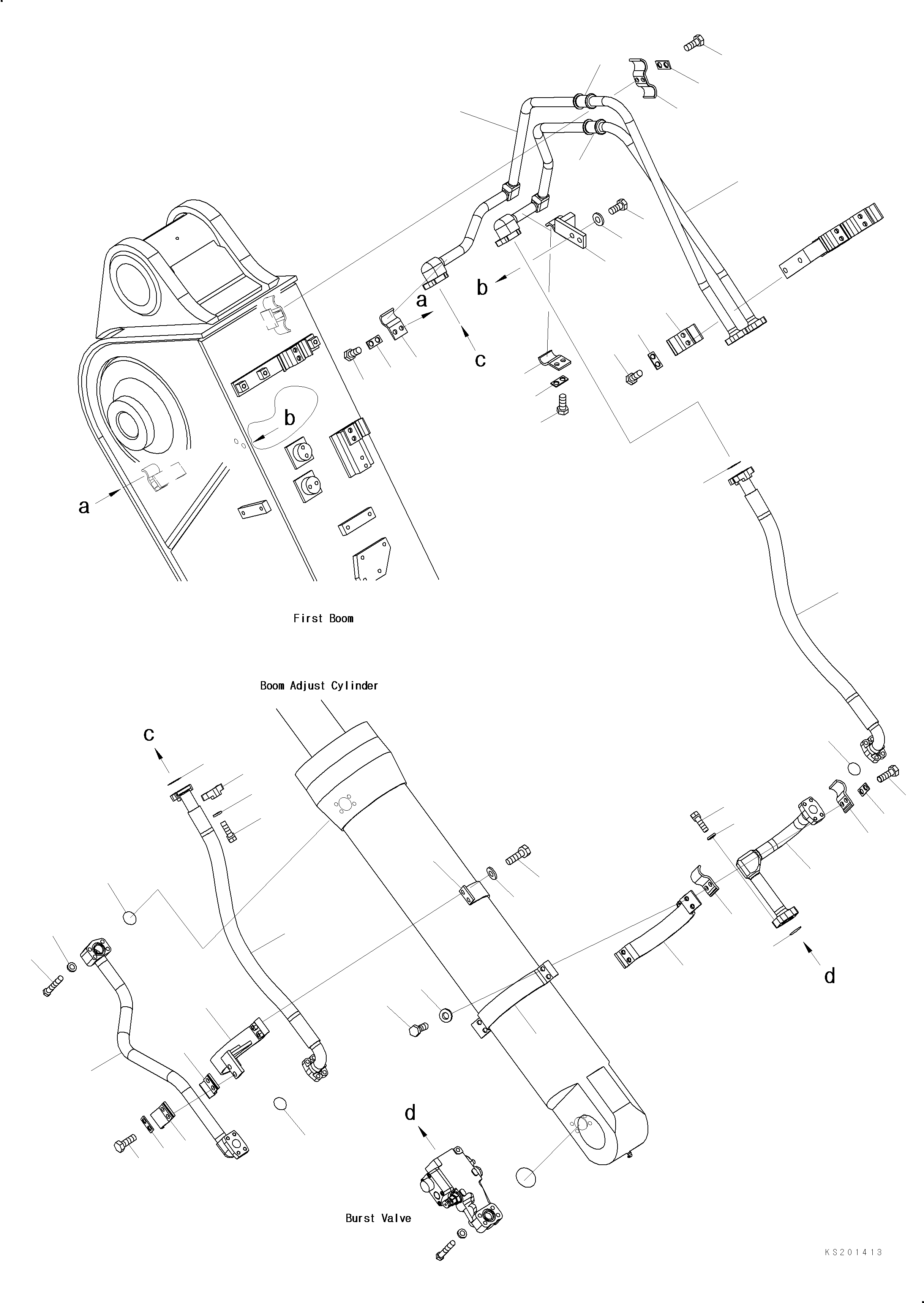 Excavators Komatsu / PC228USLC-8 S/N 50001-UP(0000411U) / 2-Piece Boom, Adjust Cylinder Line, For EU (#50772-)(T002003 : X95-0366620)