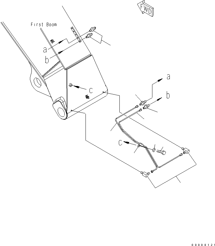 Excavators Komatsu / PC228USLC-8 S/N 50001-UP(0000411U) / 2-Piece Boom, First Boom Foot Lubricating Line, For EU (#50180-)(T002009 : X21-0979400)