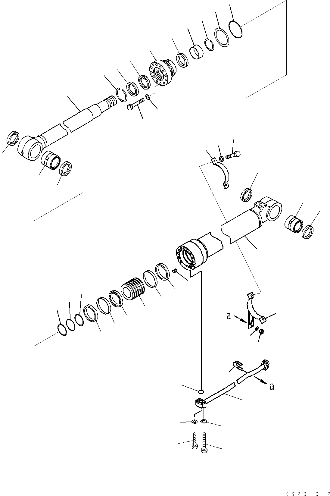 Komatsu parts book diagram for PC228USLC-8 S/N 50001-UP: BOOM CYLINDER, WITH ANTI-DROP VALVE, LHS, FOR 2-PIECE BOOM, FOR EU (#50180-)