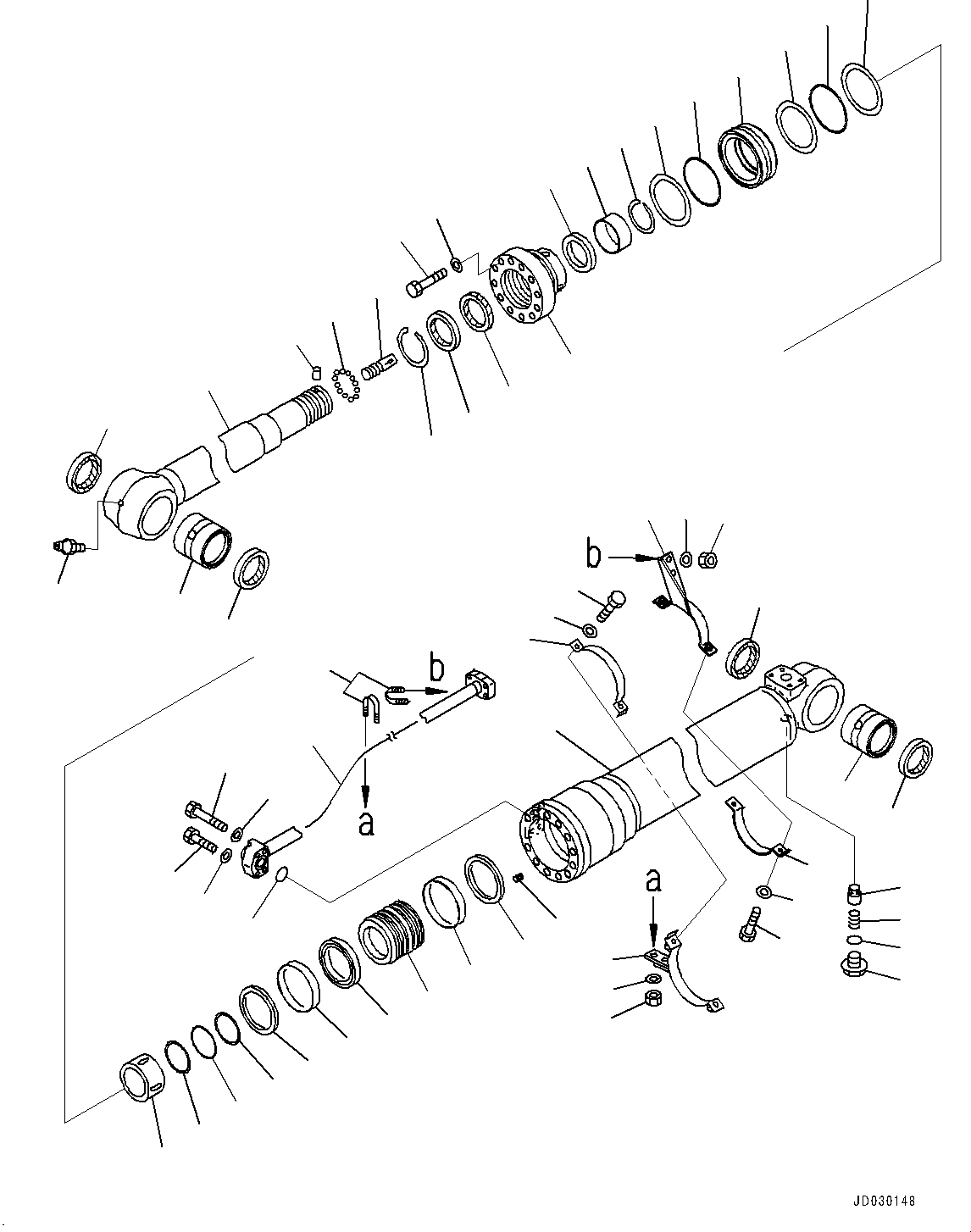 Komatsu parts book diagram for PC228USLC-8 S/N 50001-UP: ARM CYLINDER, WITHOUT ANTI-DROP VALVE, INNER PARTS