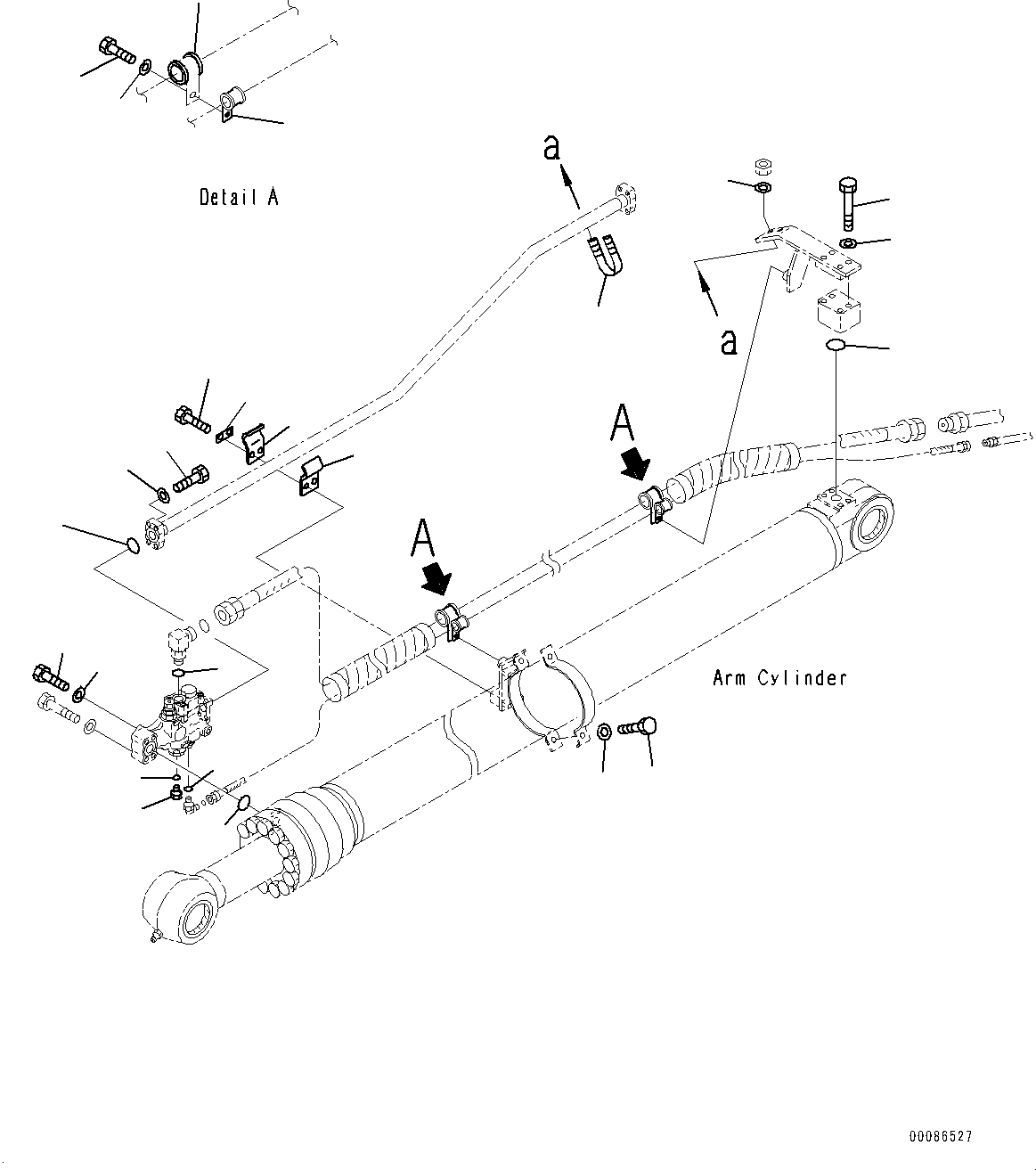 Komatsu parts book diagram for PC228USLC-8 S/N 50001-UP: ARM CYLINDER, WITH ANTI-DROP VALVE, BURST VALVE PIPING, FOR EU (2/2)