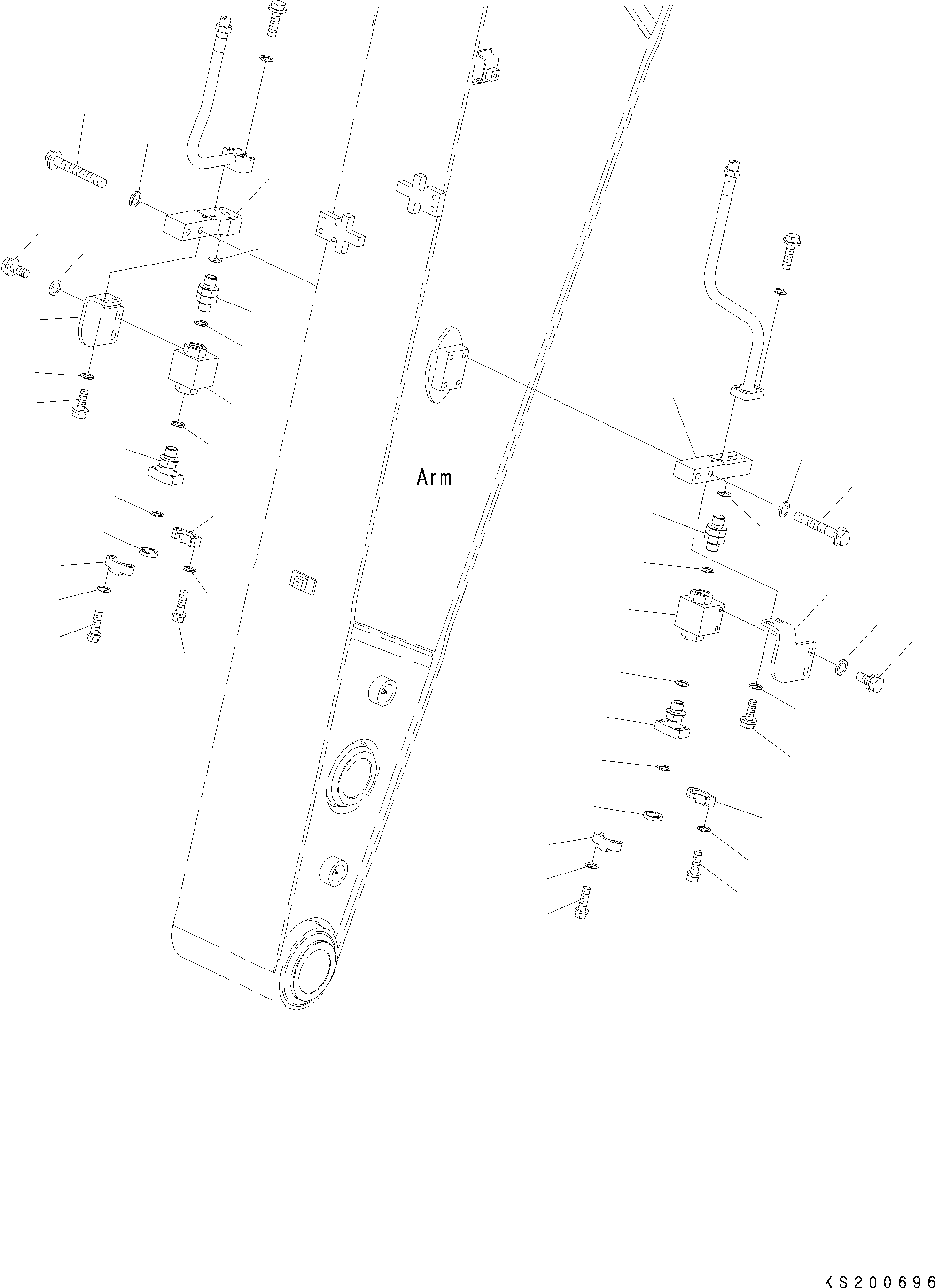Komatsu parts book diagram for PC228USLC-8 S/N 50001-UP: ARM, 2 ATTACHMENT LINE (FOR 2.4M ARM), FOR EU (1/2)