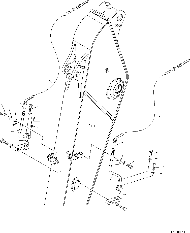 Komatsu parts book diagram for PC228USLC-8 S/N 50001-UP: ARM, 2 ATTACHMENT LINE (FOR 2.4M ARM), FOR EU (2/2)