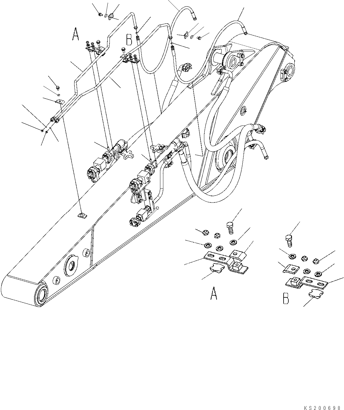 Komatsu parts book diagram for PC228USLC-8 S/N 50001-UP: ARM, QUICK COUPLER PIPING (FOR 2.4M ARM), FOR EU
