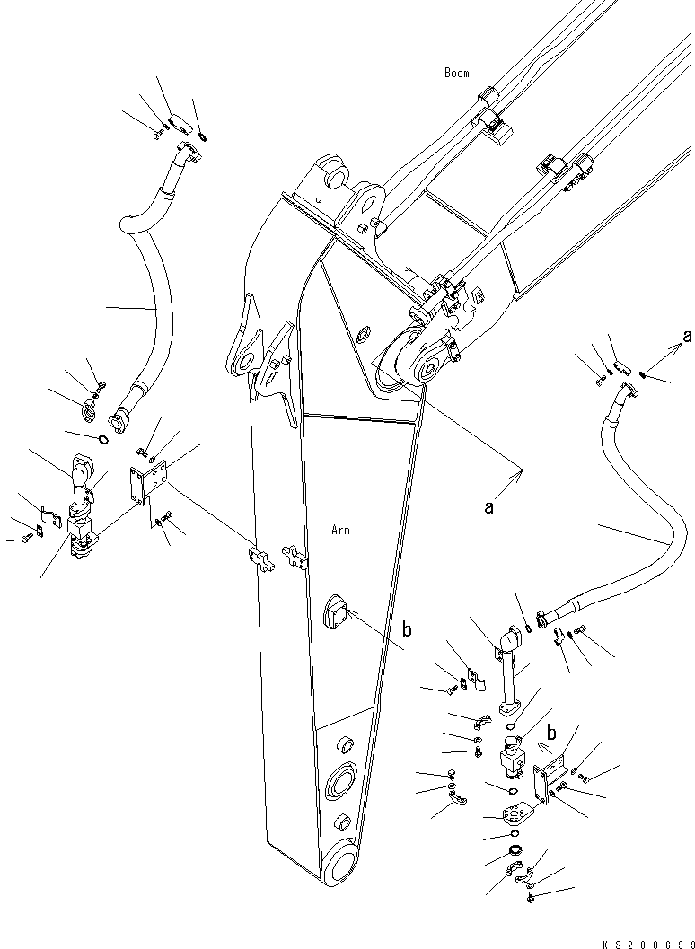 Excavators Komatsu / PC228USLC-8 S/N 50001-UP(0000411U) / Arm, 1 Attachment Piping (For 2.9m Arm), For EU(T013006 : T1200-006005)